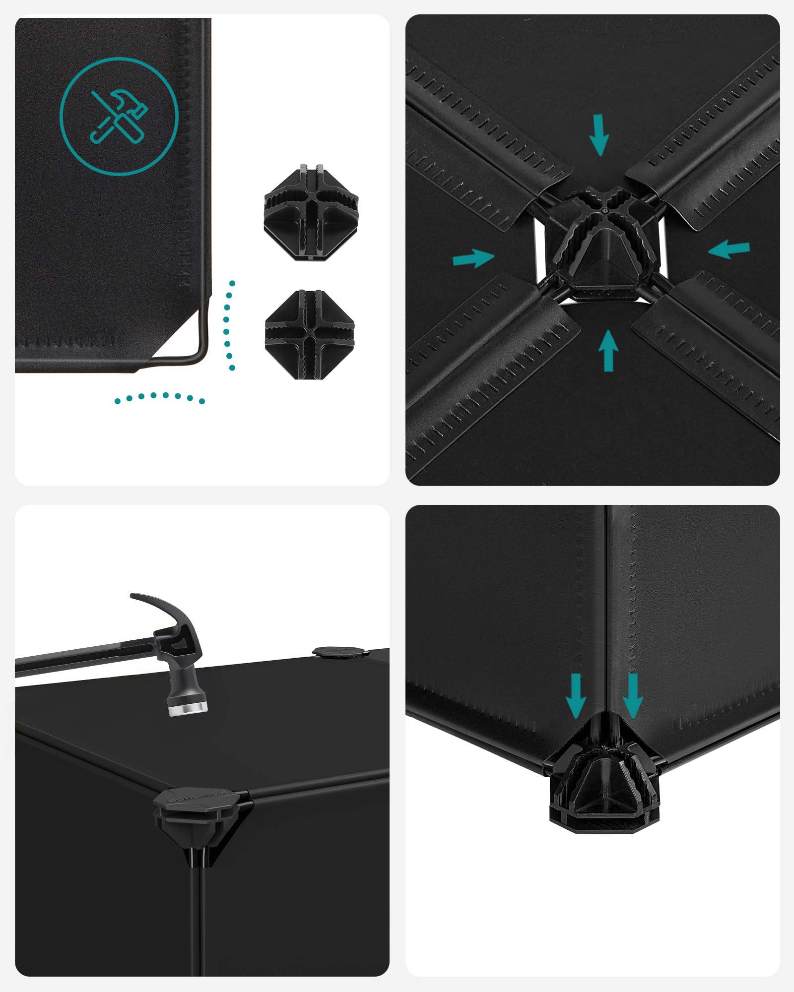 SONGMICS Zamykany stojak na buty, prostokątny organizer, 10-szczelinowy modułowy regał do przechowywania DIY, każdy moduł 40 x 30 x 17 cm, szafa z tworzywa sztucznego z drzwiami, czarny LPC10HV1