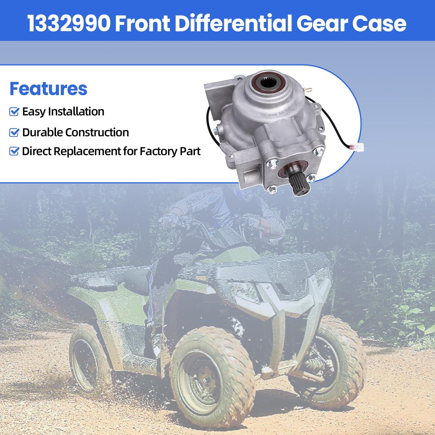 1332990 Front Differential Gear Case Fits for Polaris Sportsman 400/500/600/700/800/450/MV7, Ranger XP/EV/Crew/700/500, Magnum ATP 500/330, Replace 1341497 3233950 1341344 3234093 3233952