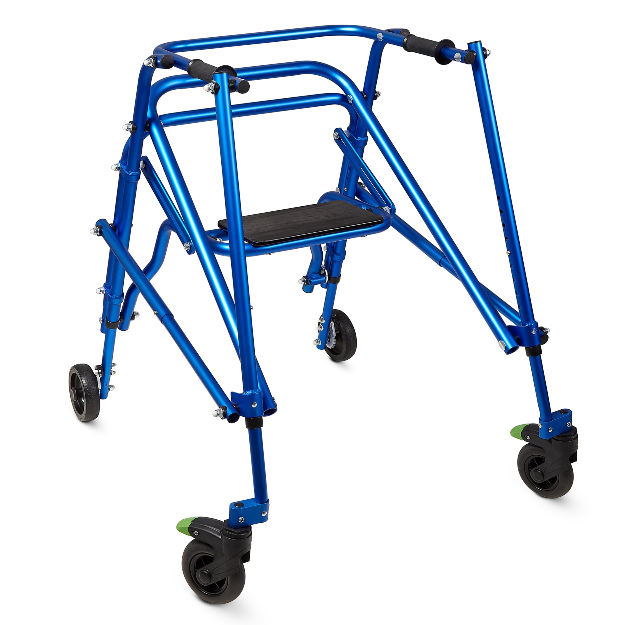 Klip- Lightweight Posterior Rollator Walker/Gait Trainer 4 Wheel - with Flip-Up Seat for Toddlers, Kids, Teens with Special Needs/Cerebral Palsy-Front Swivel Wheels, Height Adjustable, Foldable