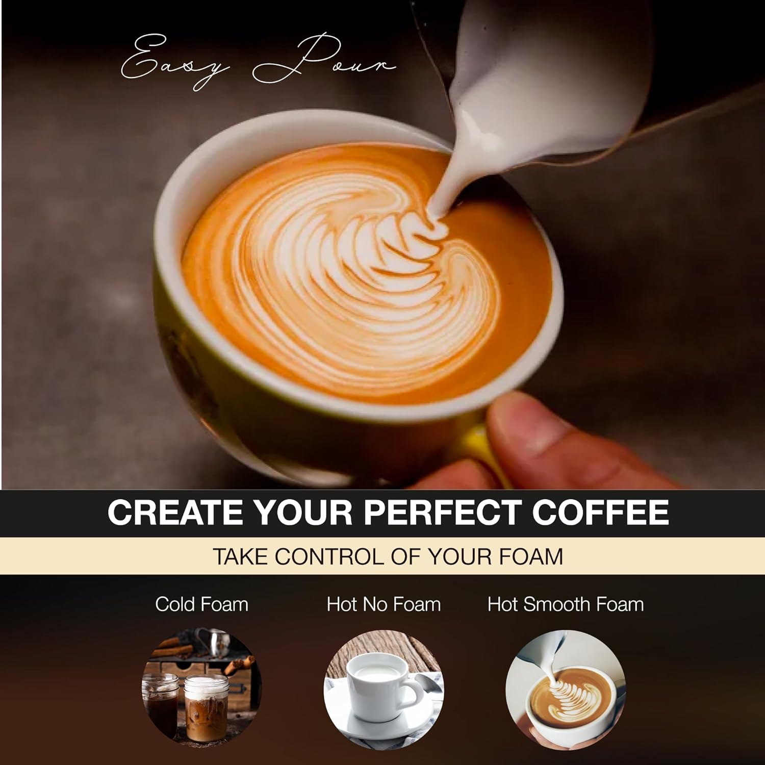 Andrew James Multi-Functional Electric Milk Frother Hot Chocolate Heater Warm Jug, 2 Attachments Incl Whisk, Coffee Cappuccino Latte Machine, Non-Stick Easy Clean, 300ml 360 Degree Base 500W (Black) 4 71fEy3oX dL. AC SL1500