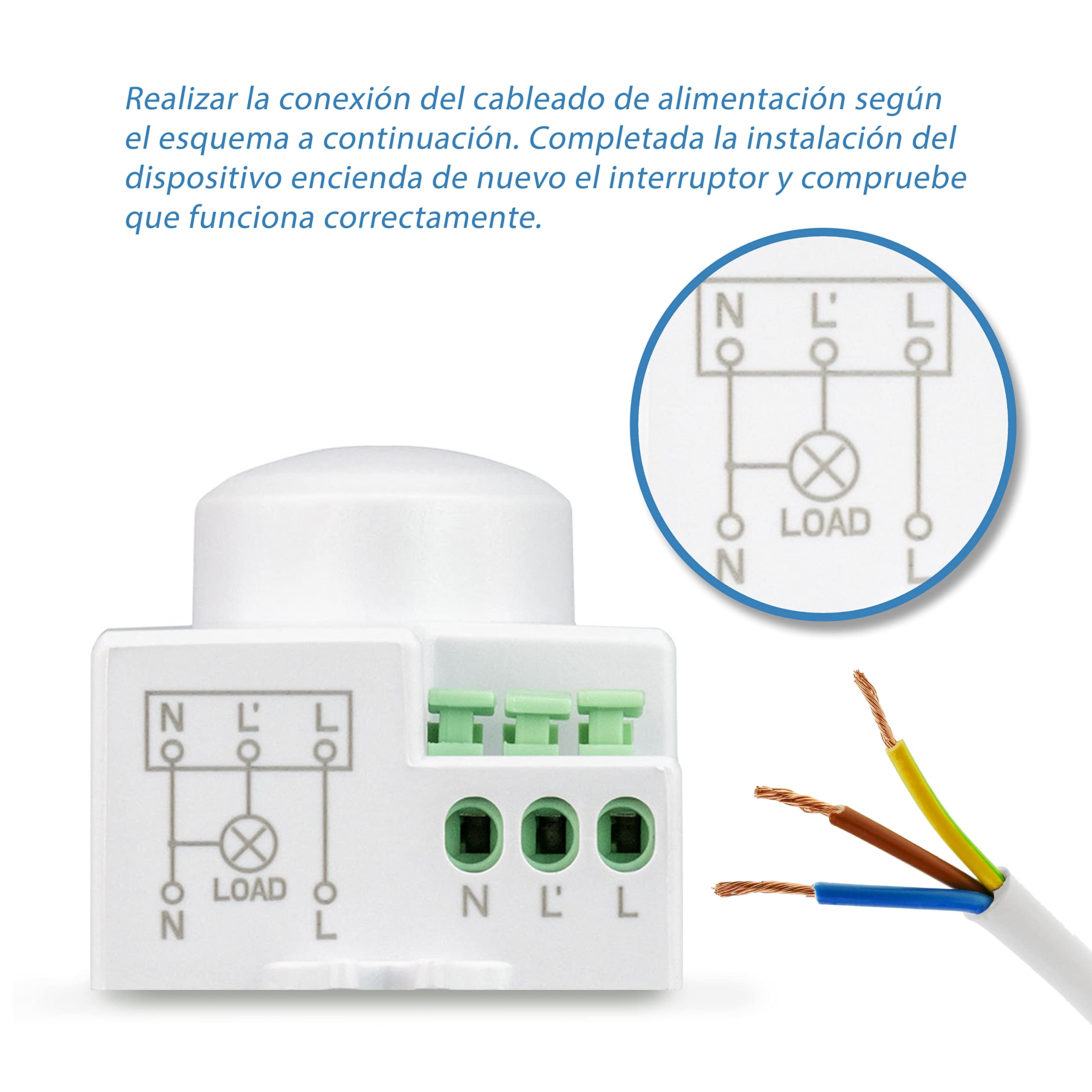 POPP® Electric Interruptor por Detección Sensor Regulable de Movimiento por Microondas de Superficie IP20, MAX. 360º 2-18m, Tiempo 10sec±3sec-12min±1min, Altura (Pack 2 Unidad)