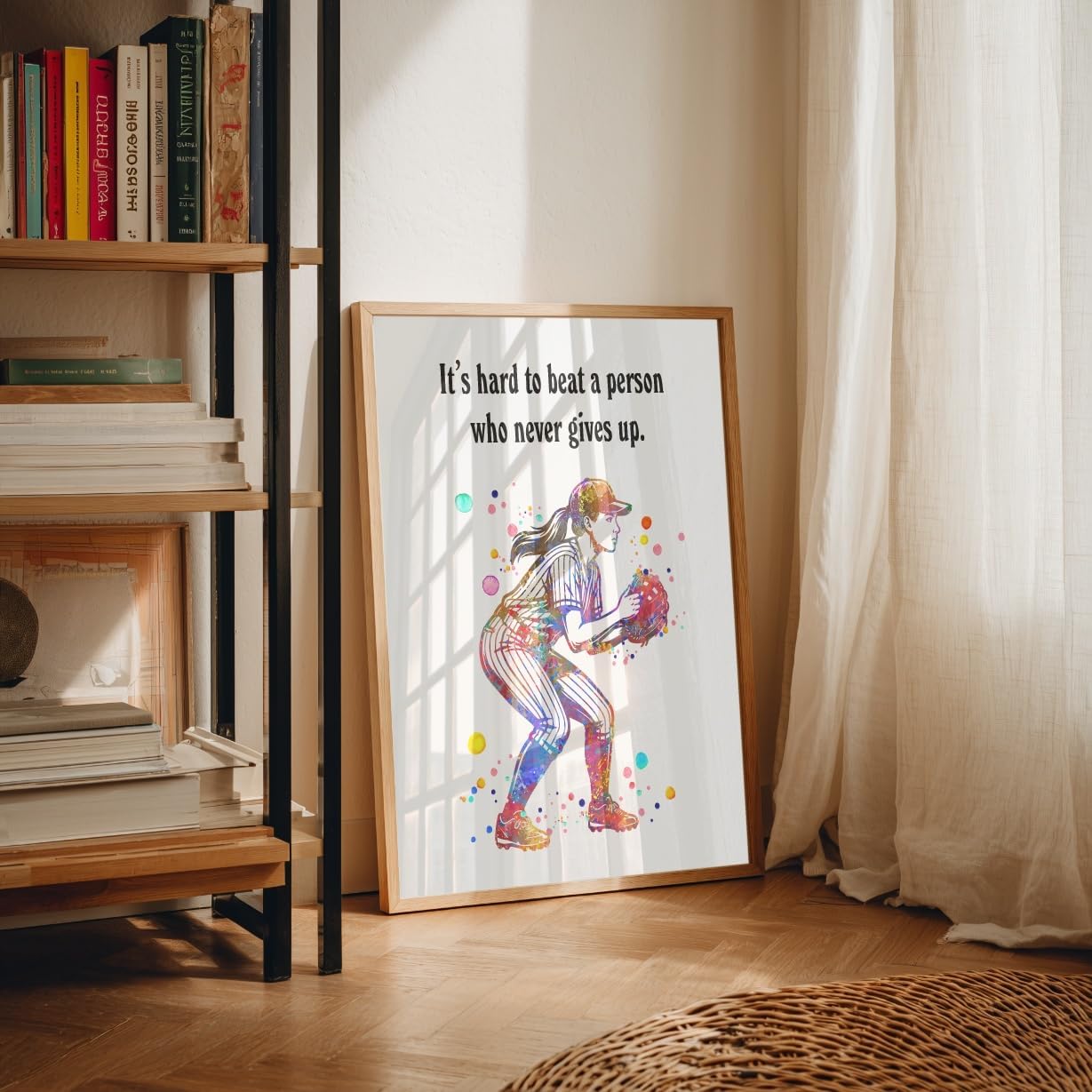Dignovel Studios Baseball Softball Girl Pitcher Watercolor Art Print 8X10
