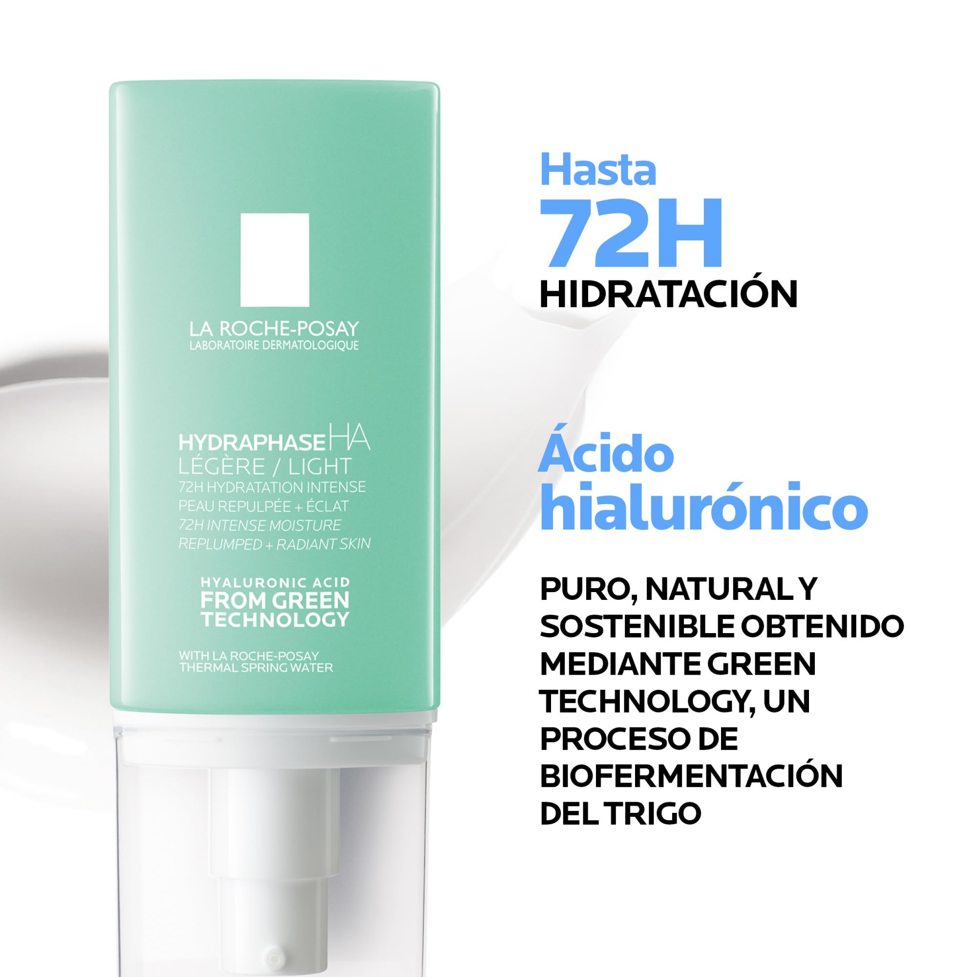 La Roche Posay Tratamiento Dermatológico Hidratante Intensivo, Piel Rehidratada y Luminosa durante 72 Horas, Fórmula con Ácido Hialurónico y Agua Termal, Hydraphase HA Ligera, 50 ml