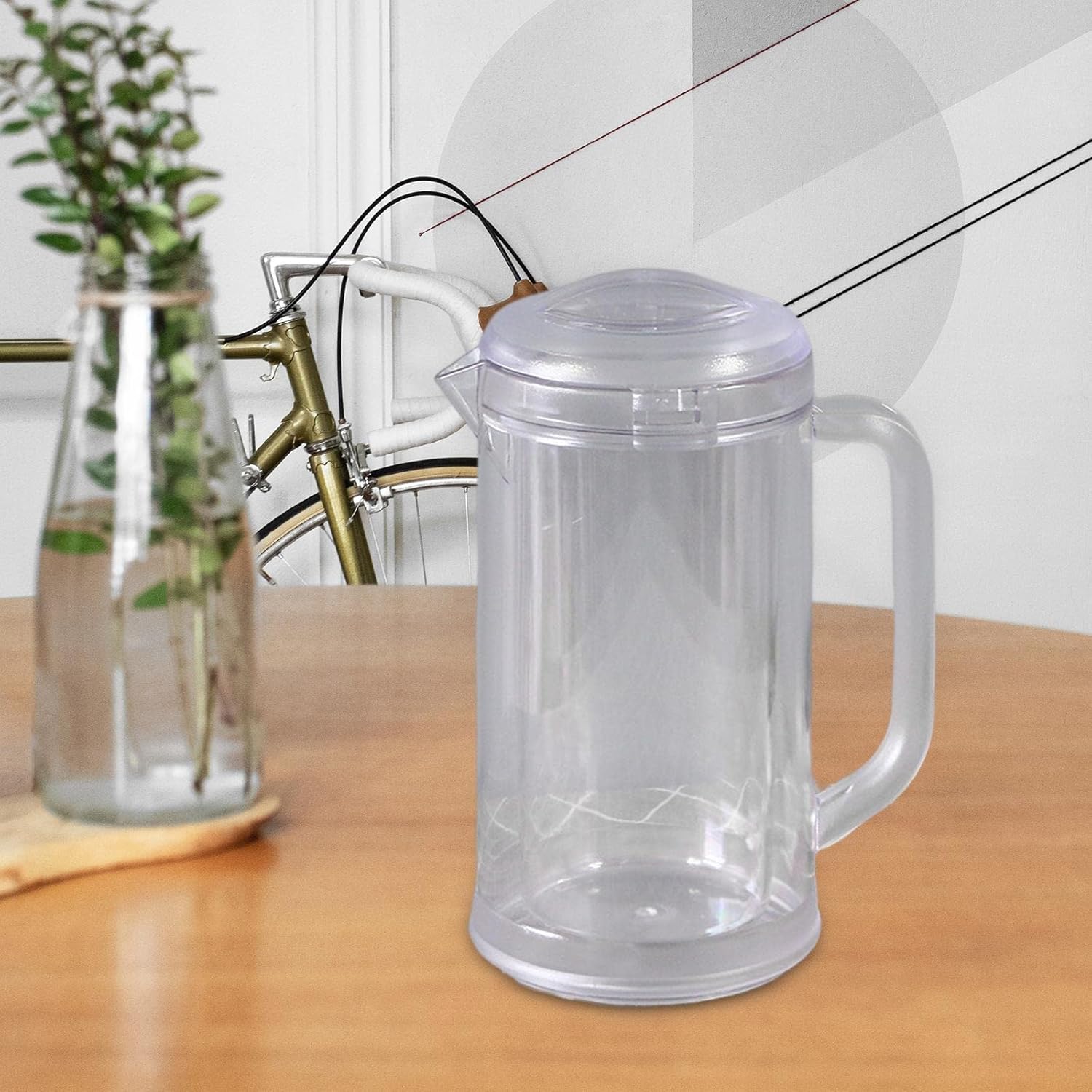 Water Jug Fridge Jug Pitcher Easy to Fill Wide Mouth Double Wall Large Teapot Iced Tea Pitcher for Outdoor Home Iced Tea Beverage, Clear