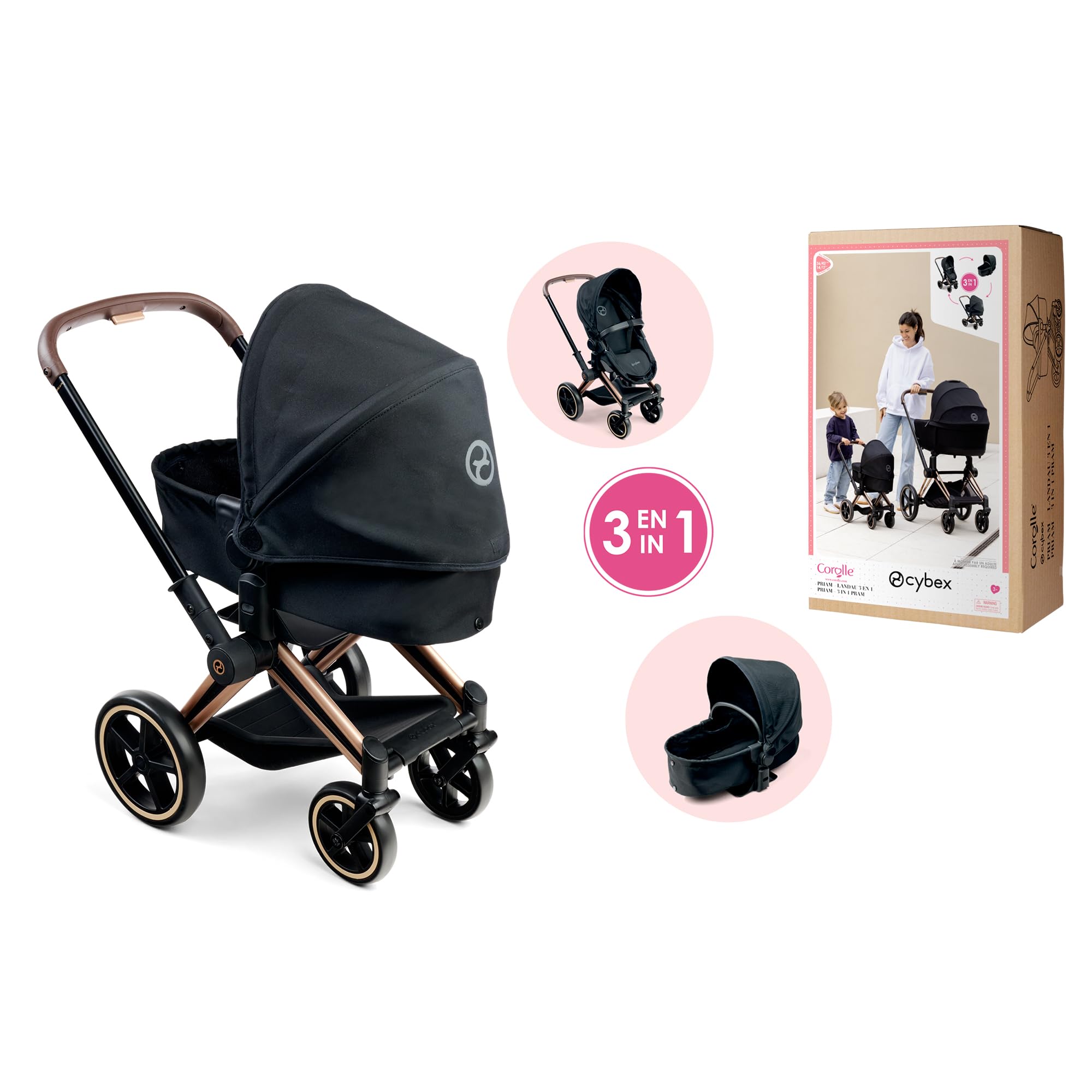 Amazon.com: Corolle - Cybex Pram 9000142070 Black for 36 and 42 cm Dolls  from 3 Years : Toys & Games