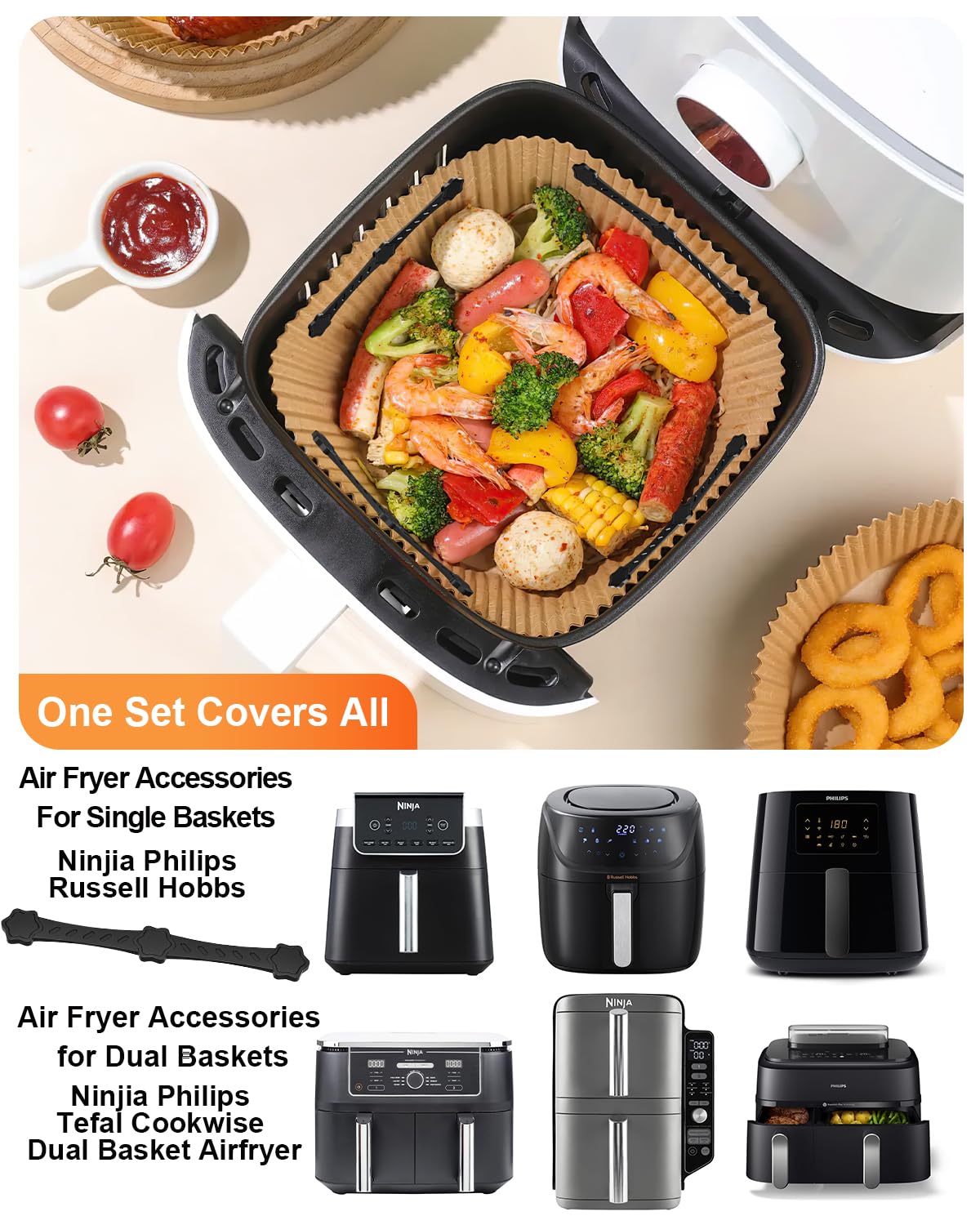 Torven [Set van 2/4] Siliconen Magneten voor Airfryer Bakpapier - Voorkomen dat Bakpapier Eten Bedekt, Accessoires voor Luchtfriteuses Ninja/Philips/ Cosori