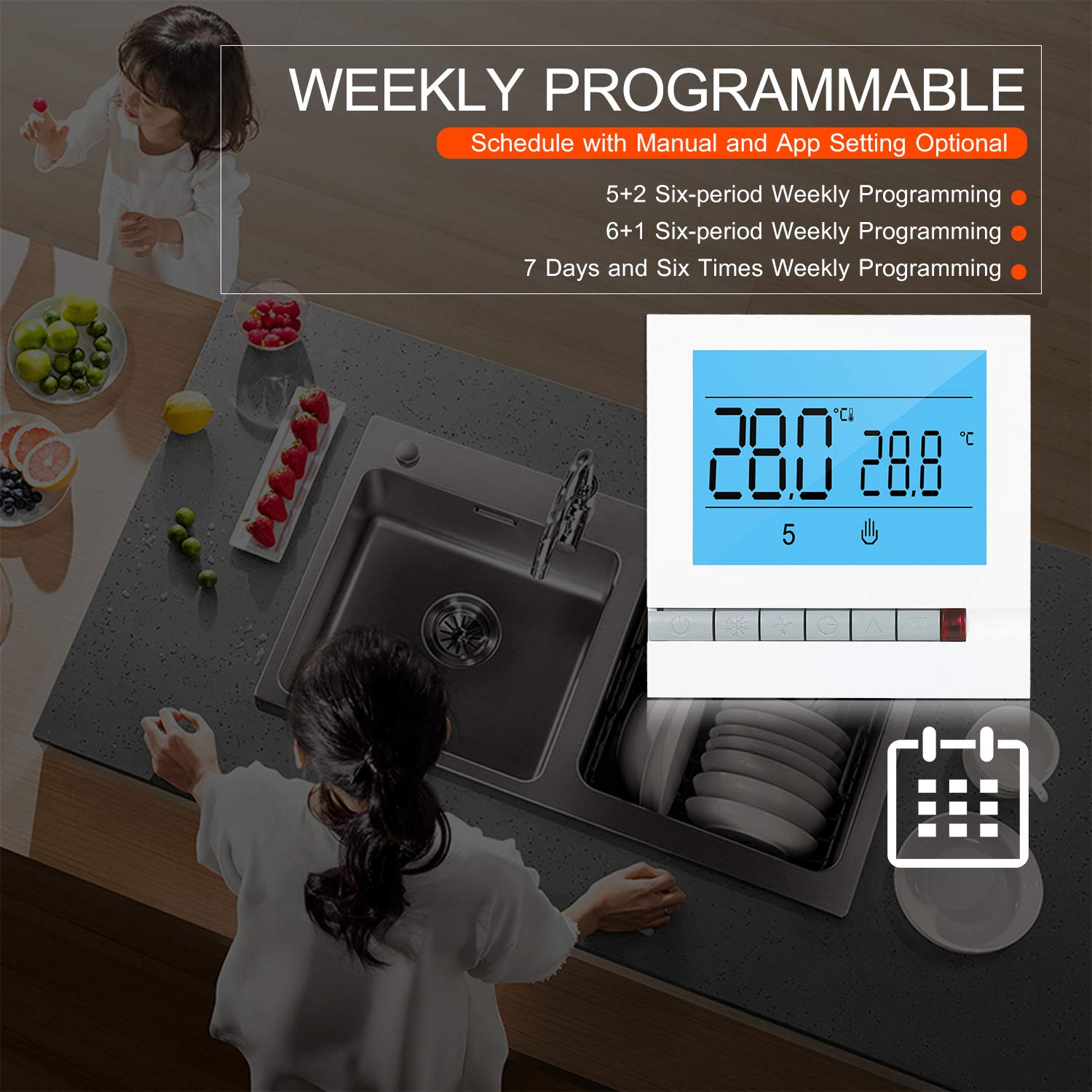 Tuya WiFi inteligentny termostat do ogrzewania wody/gazu programowalny regulator temperatury kompatybilny z Home duży wyświetlacz LCD z podświetleniem (Ogrzewanie kotła GC)