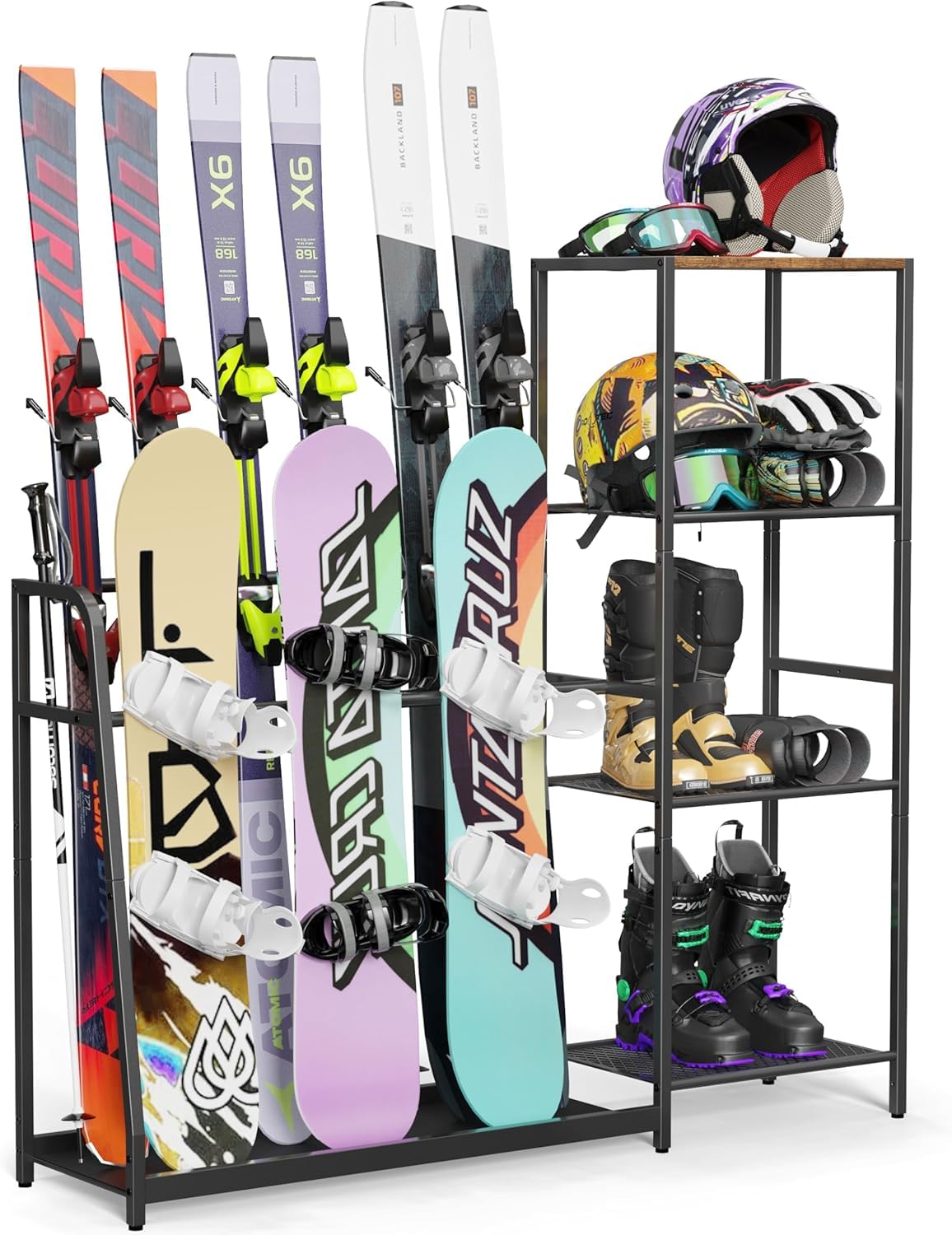 Support de skis en acier, étagère de rangement pour garage, porte-skis autonome