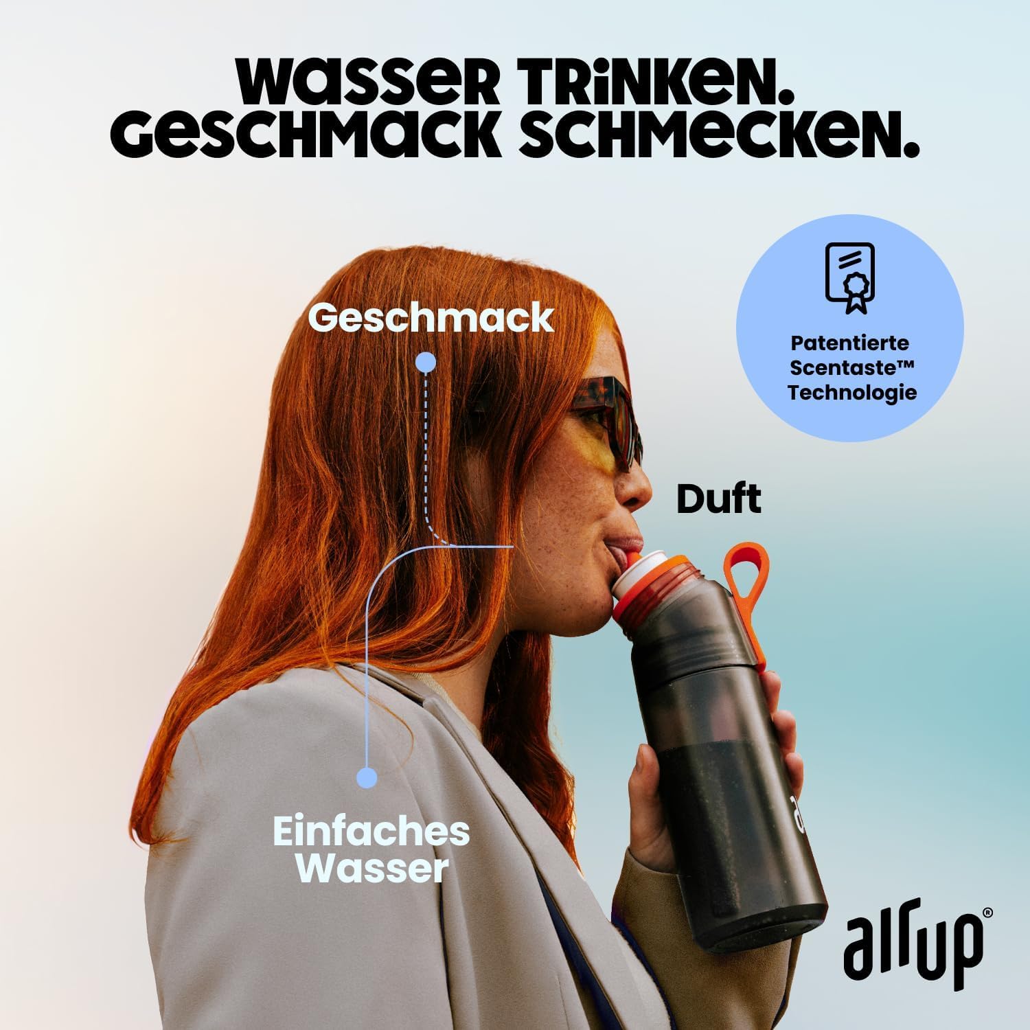 air up® Flasche Twist Pro Starter Set Original, inkl Pods in 5 Geschmacksrichtungen I 600ml Trinkflasche mit Geschmack, zuckerfrei I spülmaschinenfest & BPA frei I in Blue Splash