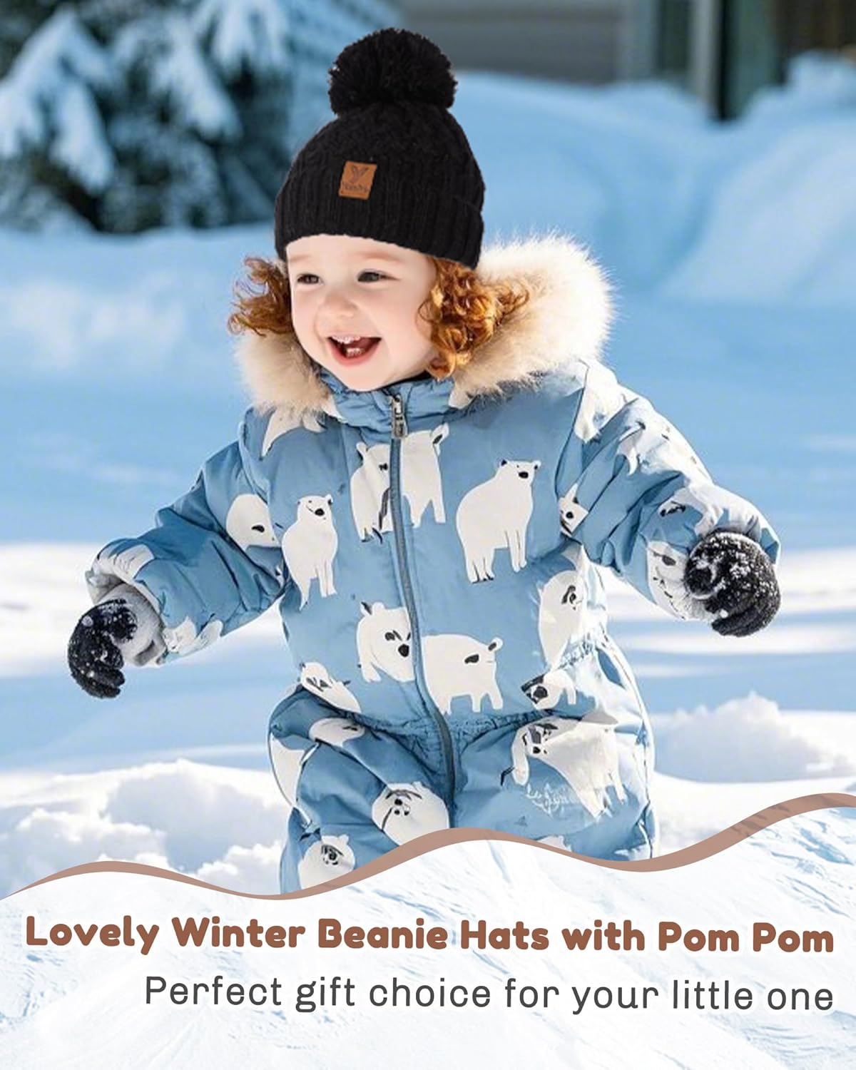 Baby Winter Beanie Hat Boys Girls, 2 Pack Toddler Winter Hat Warm Fleece Lined Knit Beanies Kids Hats for 3-36 Months - Image 7