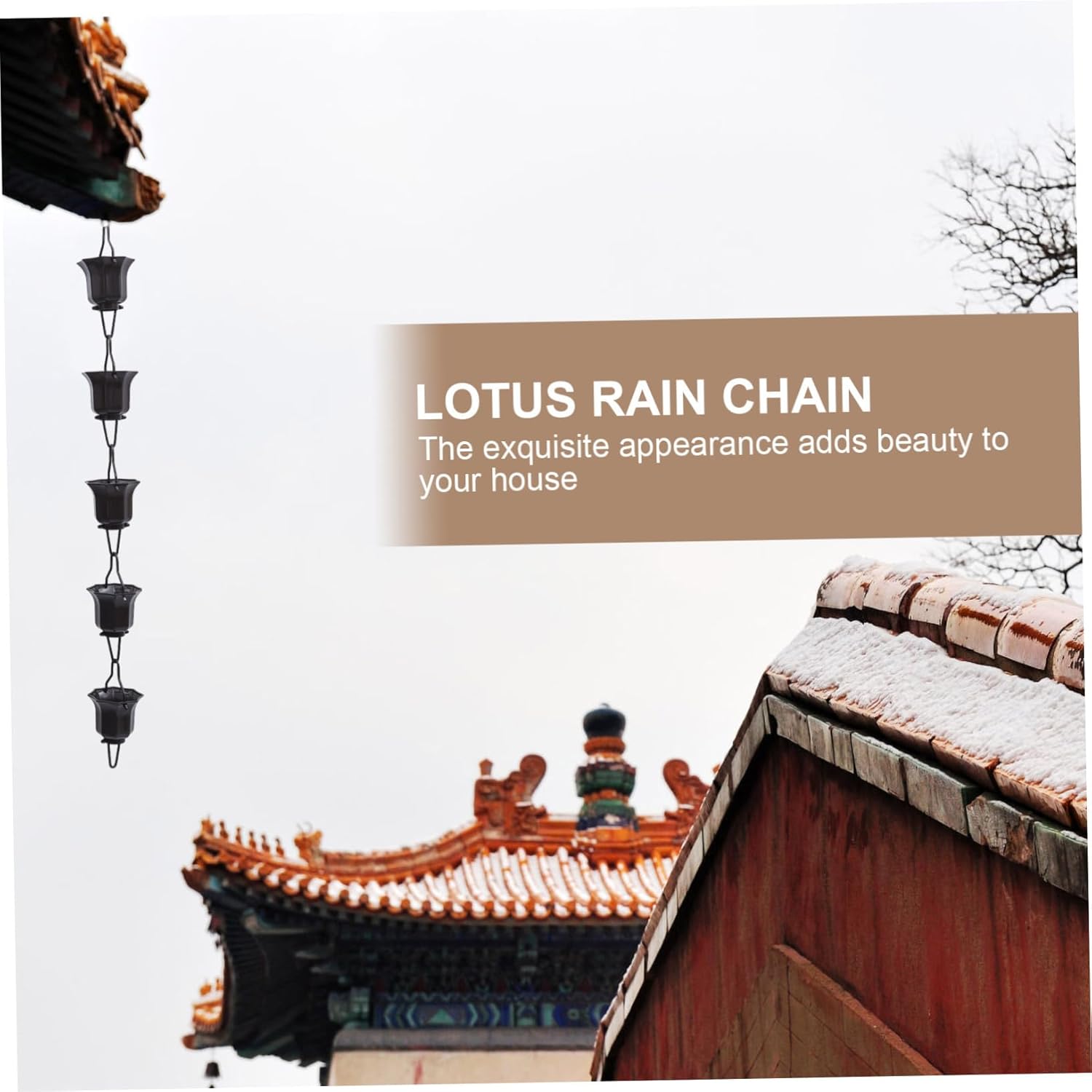 1pc Decorative Lotus Cups Rain Chain for Gutter Japanese Style Rainwater Collection System Adds Beauty to Your Home Creates Soothing Sounds for Garden
