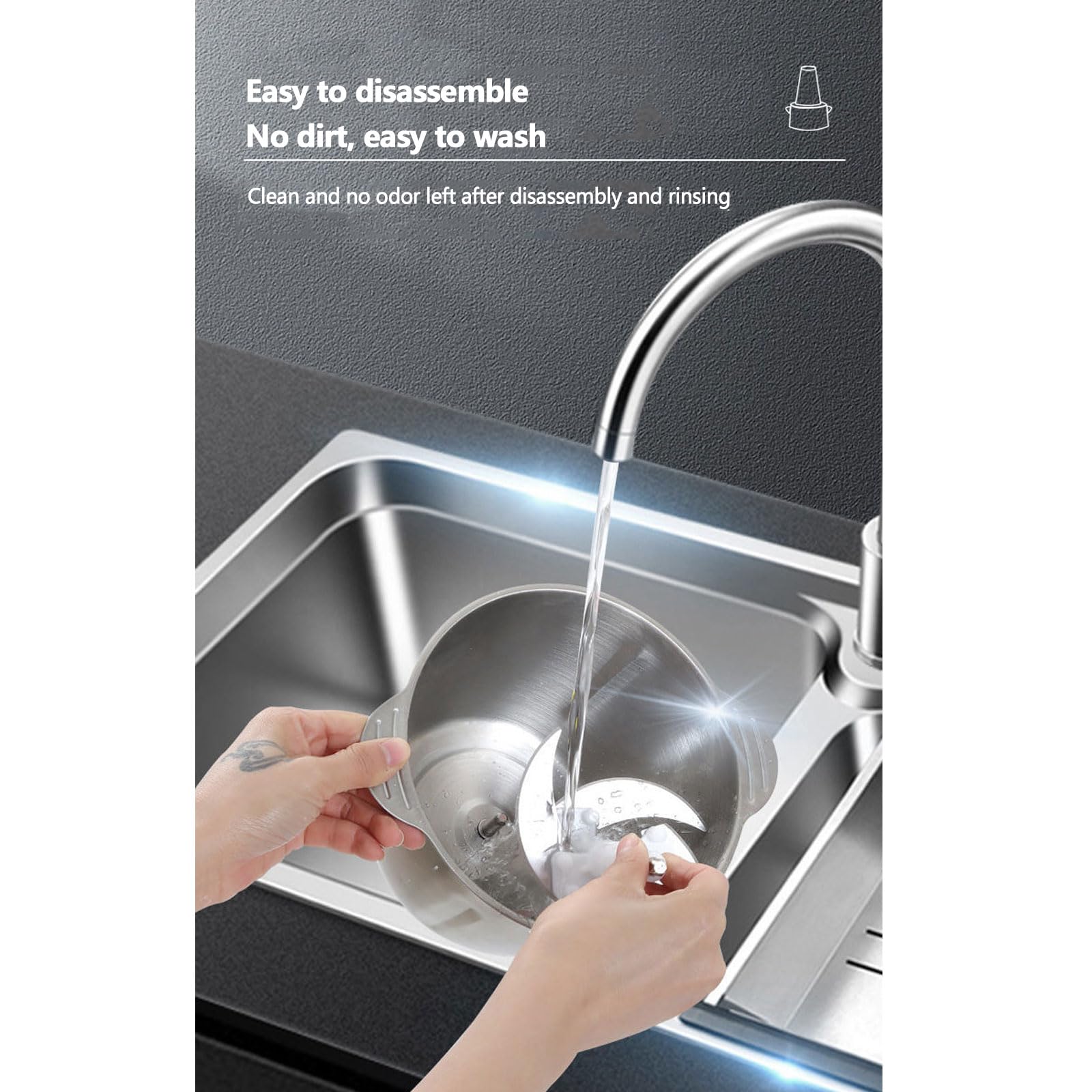 Picadora Carne Multifunción Alimentos, Picadora Carne Eléctrica Doméstica Cortadora Verduras Acero Inoxidable Totalmente Automática para Carne, Pescado, Verduras y Comida Bebés,3L,Upgraded