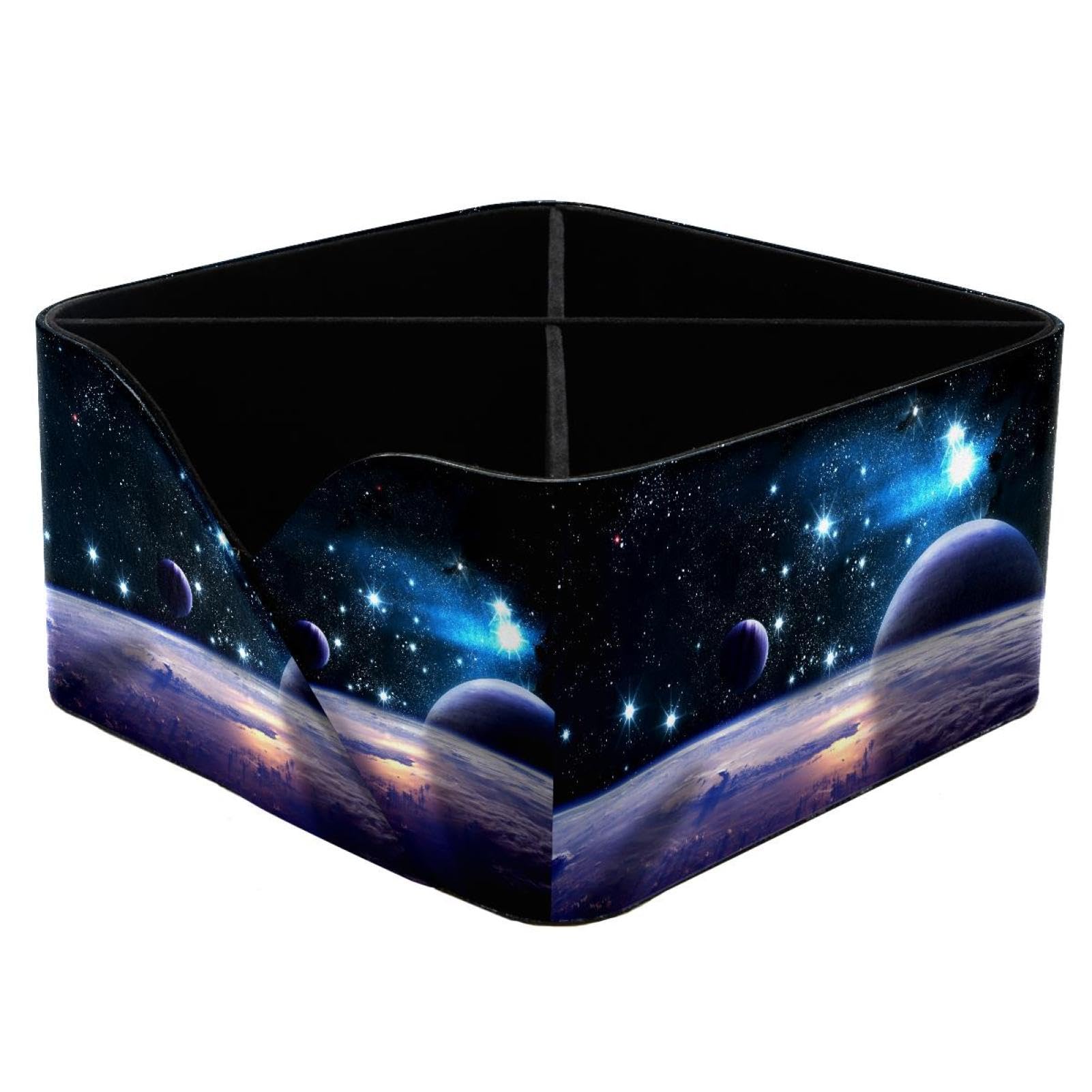 KengjuTesu Planets over the Nebulae in Space Desktop Organizer Pen Holder, Rectangular Pencil Cup for Office, Study and Makeup Stations