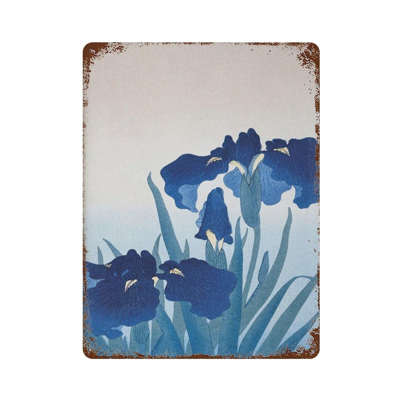 xiaoxiaoshen Ohara Koson Iris Flowers Vintage Japanese Wall Decor Art Metal Tin Poster Modern Home Decor Art Home Bar Shop Decorations Vintage Sign 40x30cm