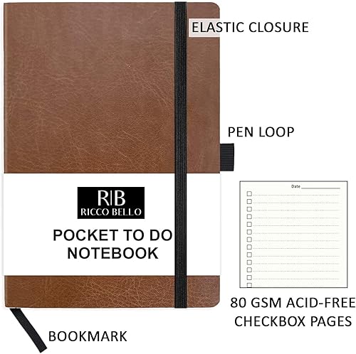 Miniatura 6 de RICCO BELLO - Cuaderno semanal de lista de verificación y paquete de cuadernos de bolsillo para hacer (marrón)