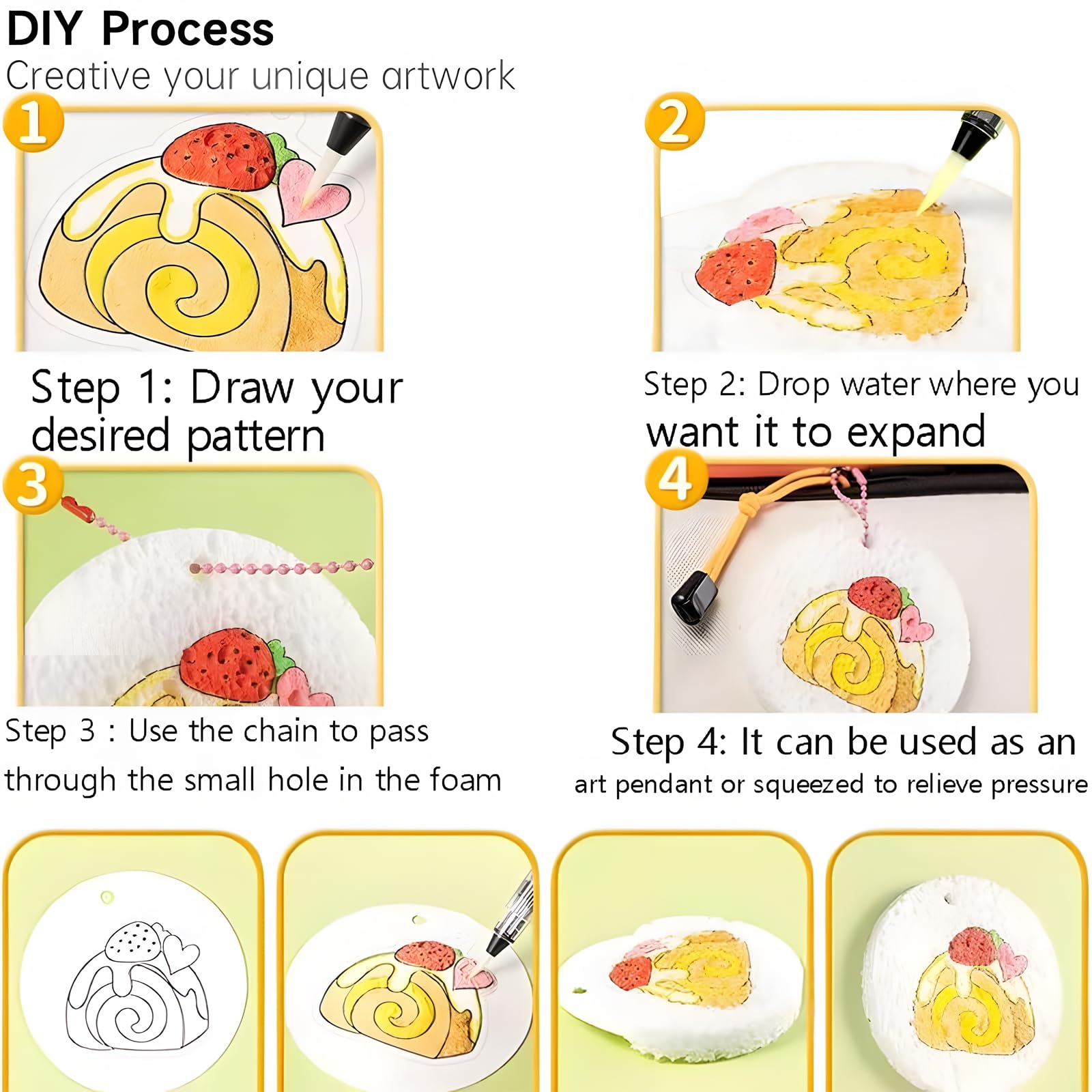 Kit Peinture Magique 3D Avec Mousse - 36 Pièces (éponges, Perles, Stylos à Eau, Crayons), Activité Créative Pour Enfants