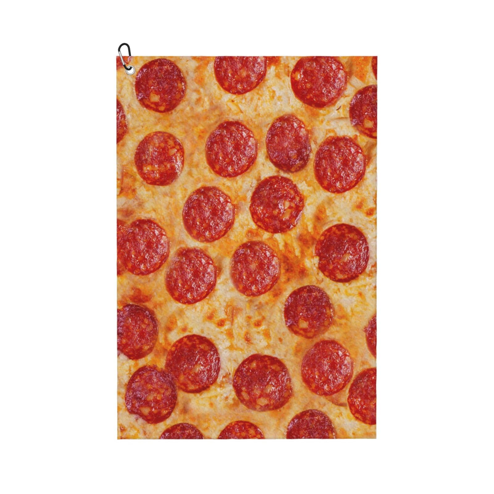 Hnnkloy 3D Pizza Pepperoni, 16x24 in Portable Waffle Golf Towels with Carabiner Clip for Golf Bag