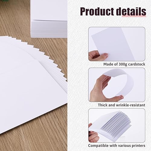 Miniatura 4 de Shindel Papel de construcción pesado, blanco, 4 x 6 pulgadas, 100 hojas, 300GSM, suministros para el aula