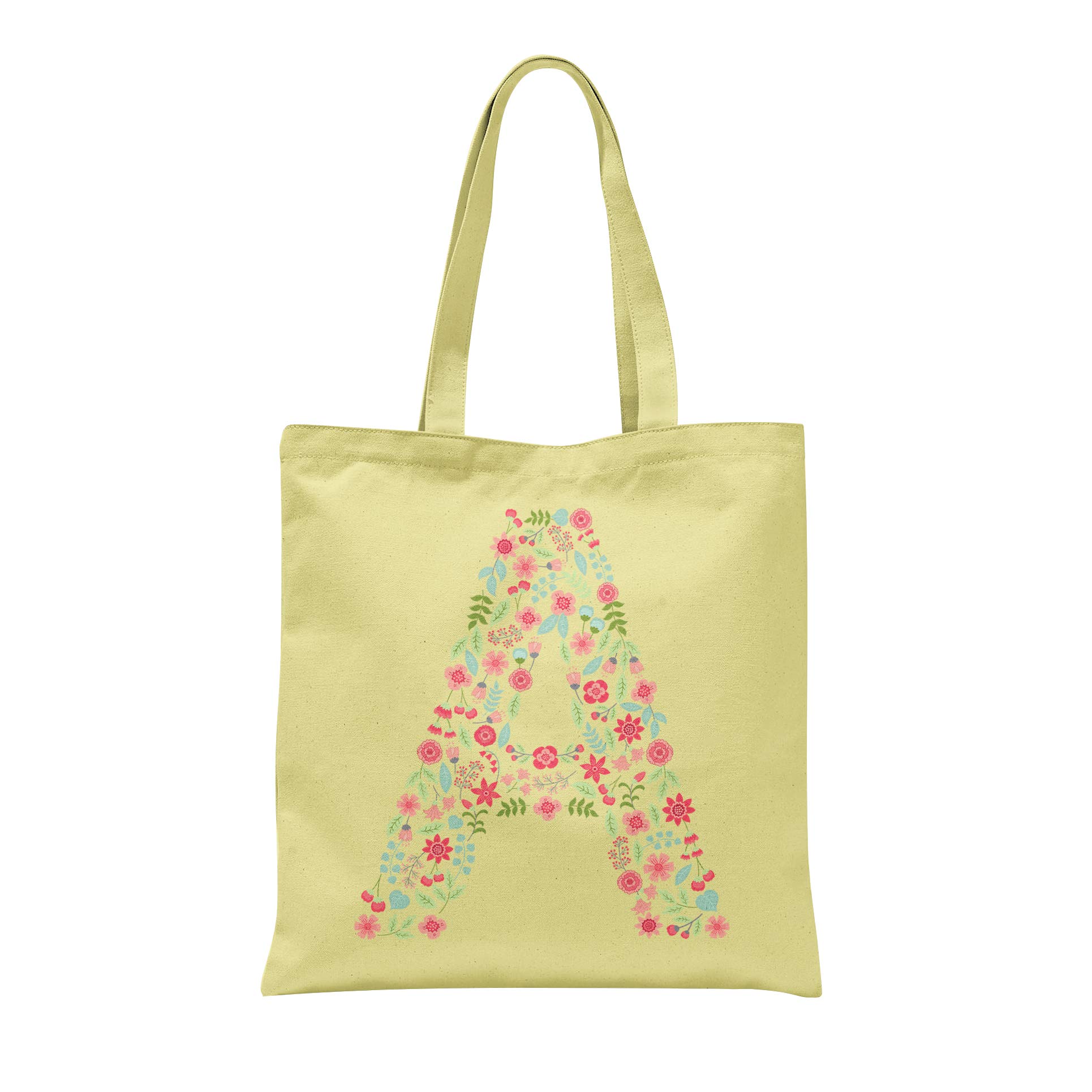 Personalised Floral Alphabet Tote Bag Any Letter Shopper Birthday Gift Present