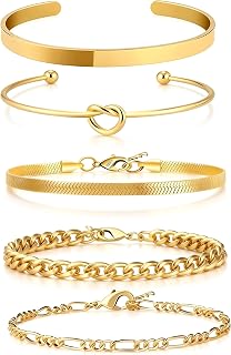 5-delig Gouden Boho Armbanden Set voor Dames–Stapelbare Vintage Armbanden,Indiaas Armbanden Set,Gouden Armbanden voor Valentijnsdag/Bruiloft/Feest, Arm Jewelry voor Vrouwen Bruiloft Feest