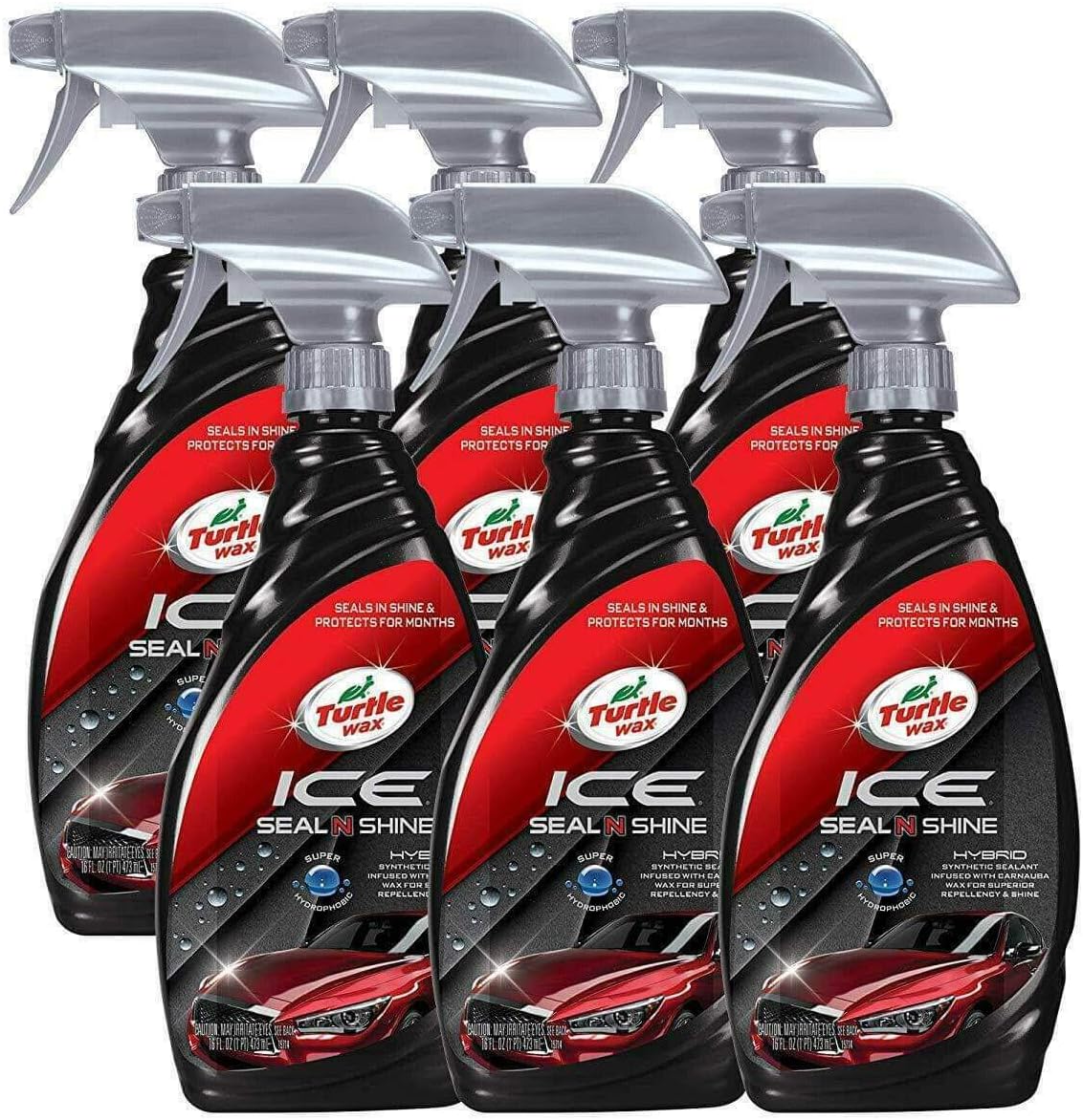 50984 ICE Seal N Shine Hybrid Sealant Spray Wax and Coating, Insane Water Beading with Paint Protection, Carnauba Infused for Ultimate High Gloss Finish, 16 oz (Pack of 6)