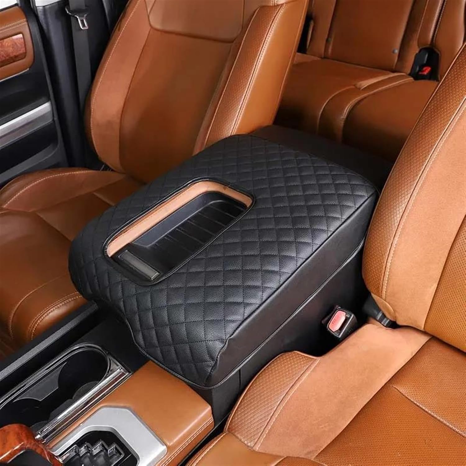 Armrest Box Protection Cover Compatible with Tundra 2007-2021 Trim Accessories(PU Leather Style C)