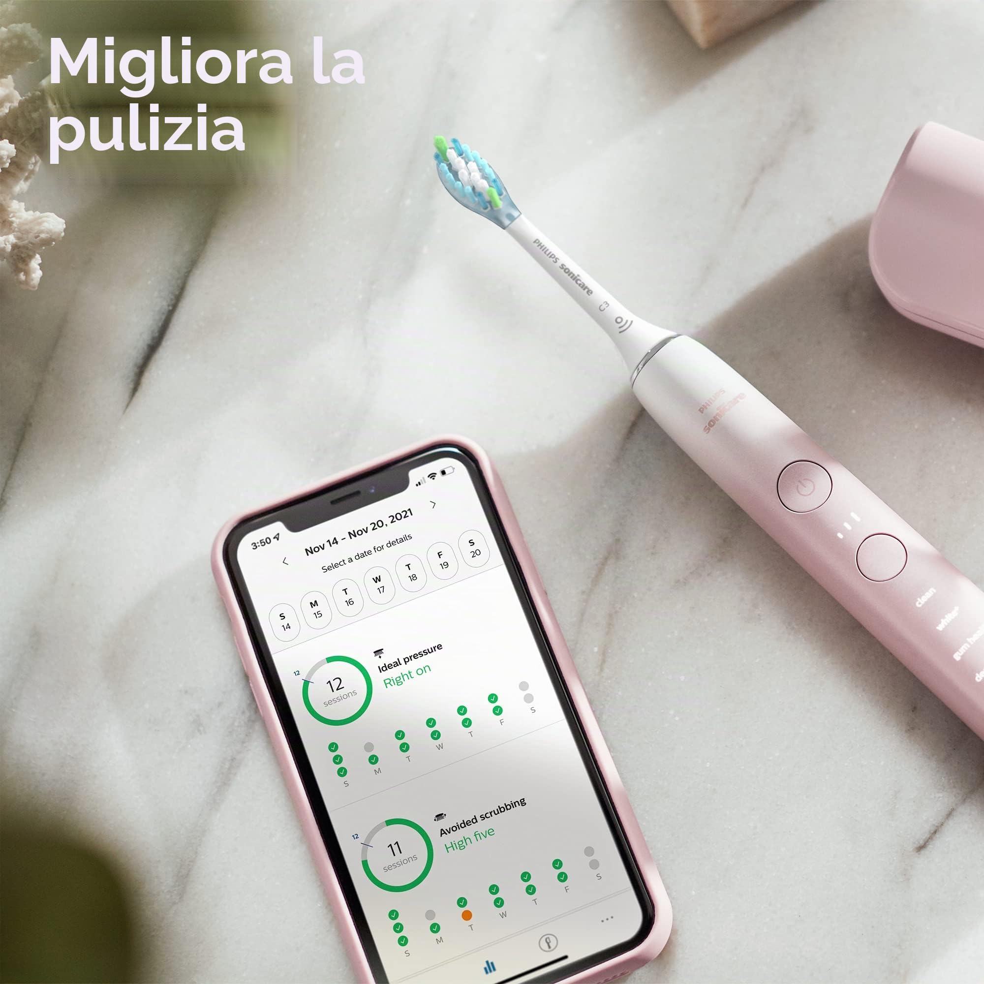 Philips Hx9911/84 Sonicare Diamond Clean 9000 Series, spazzolino elettrico da denti, rosa, 1 pezzo, confezione da 1