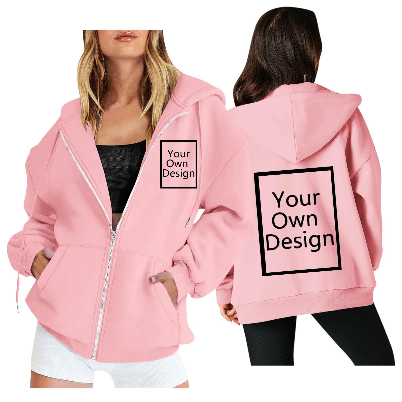 Custom Jackets Design Your Own Full Zipper Hooded Sweatshirt Custom Sweatshirt T Shirts Add Your Own Text or Picture