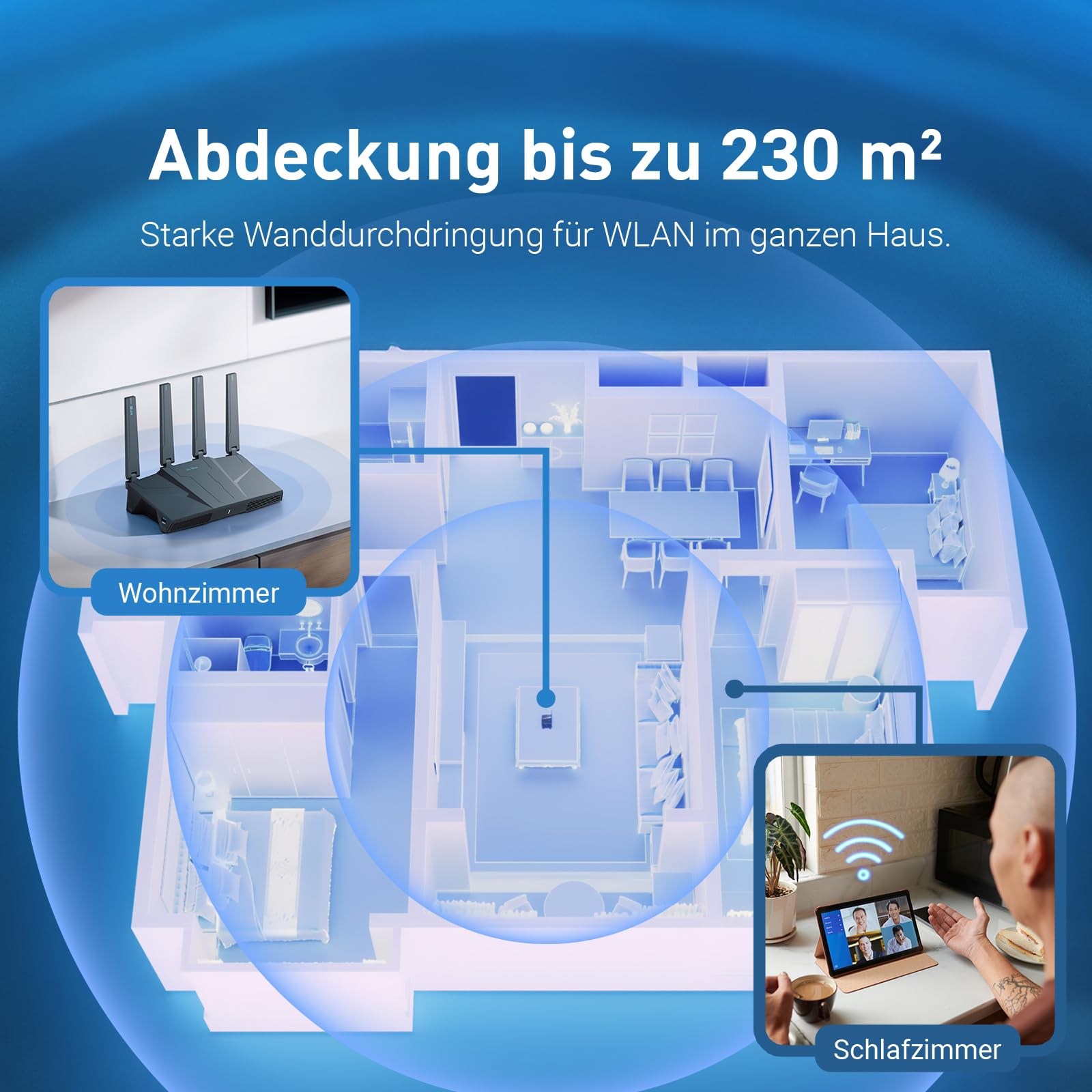 GL.iNet GL-BE6500 Flint 3e Wi-Fi 7 Router mit VPN für Heim und Gaming | Wi-Fi 7 BE6500 bis 6,5 Gbps mit MLO und 4K-QAM für 4K-Streaming, Gaming und Videoanrufe