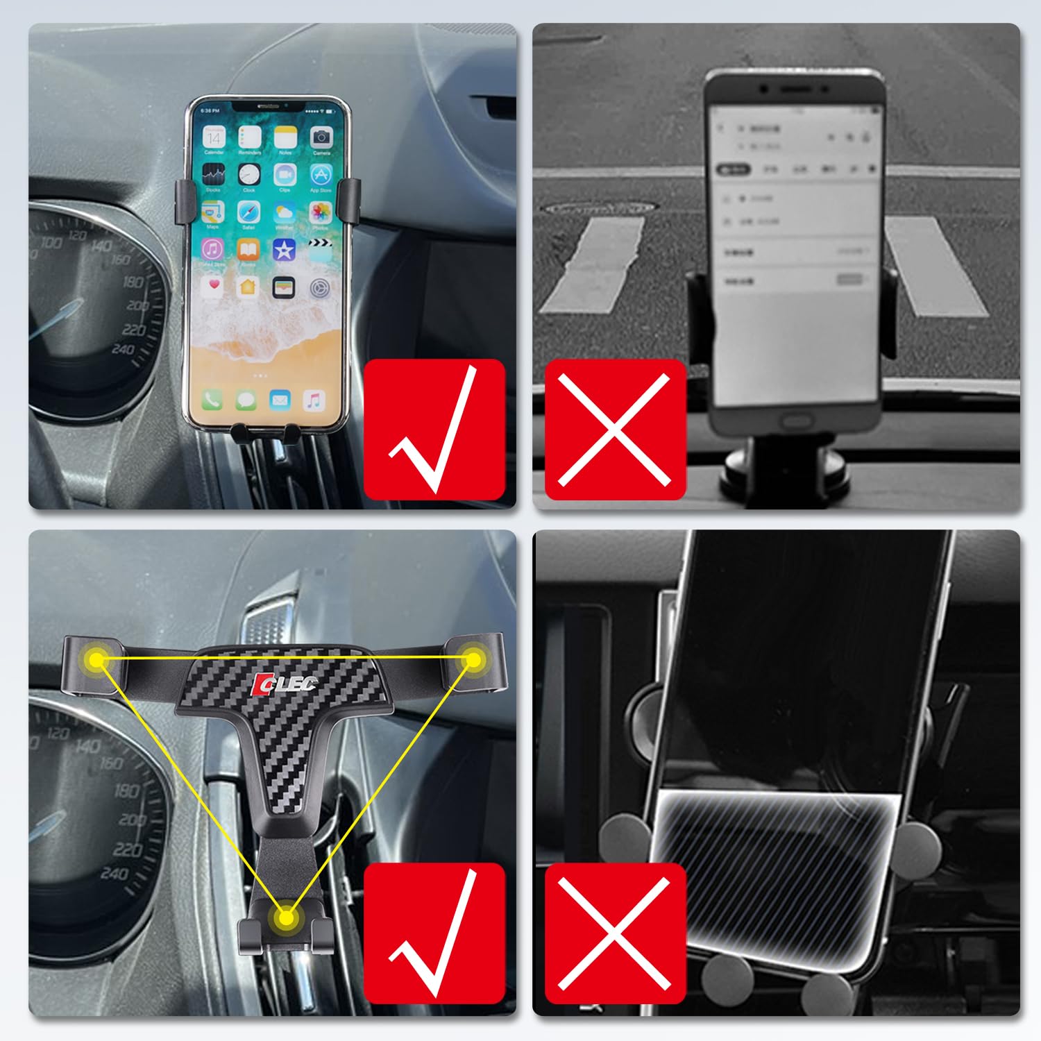 ITrims Car Phone Holder for Ford Escape 2013-2019 Dashboard Mount Cell Phone Cradles Adjustable Phone Stand Holder Universal Compatible with Most Smartphones (Carbon Fiber)