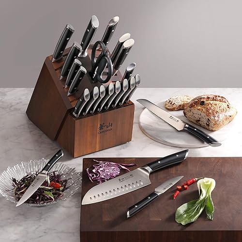 Vista 29 de Cangshan HELENA Series Juego de bloques de cuchillos forjados de acero alemán (8 piezas, negro) Negro,Blanco,https:/ www.Yaxa/dp/undefined