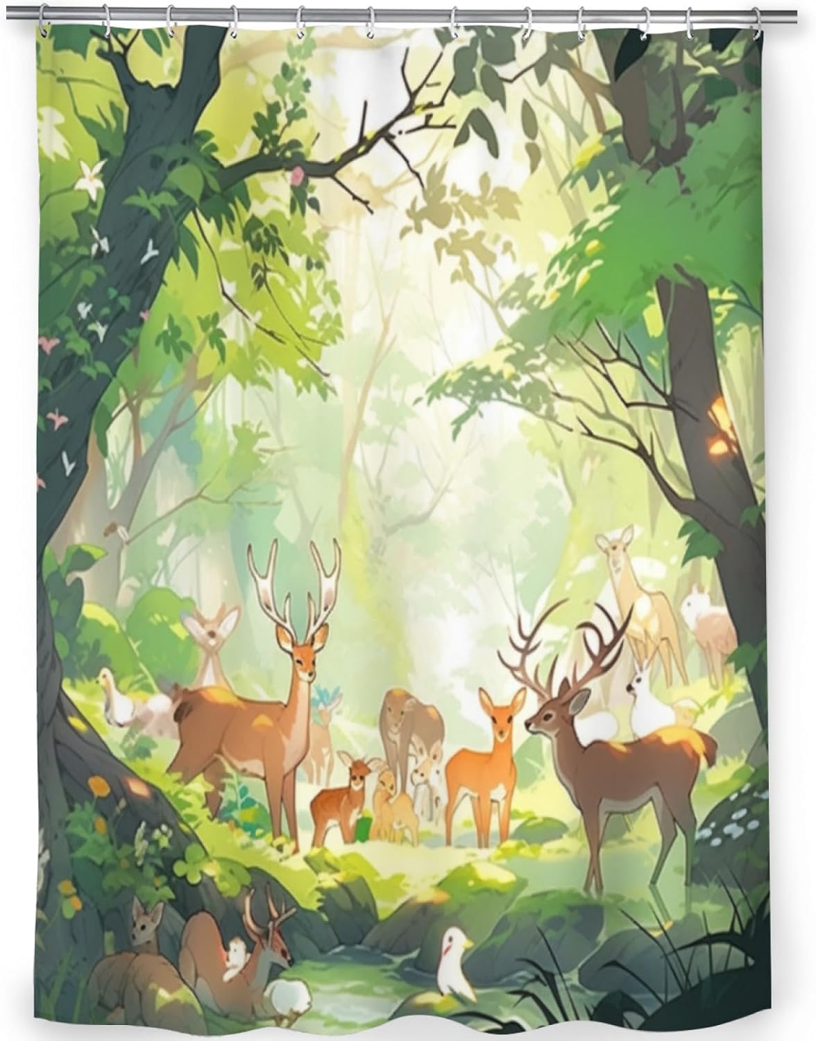 Mimik Forest Deer Shower Curtain Shower Curtains for Bathroom Water Repellent