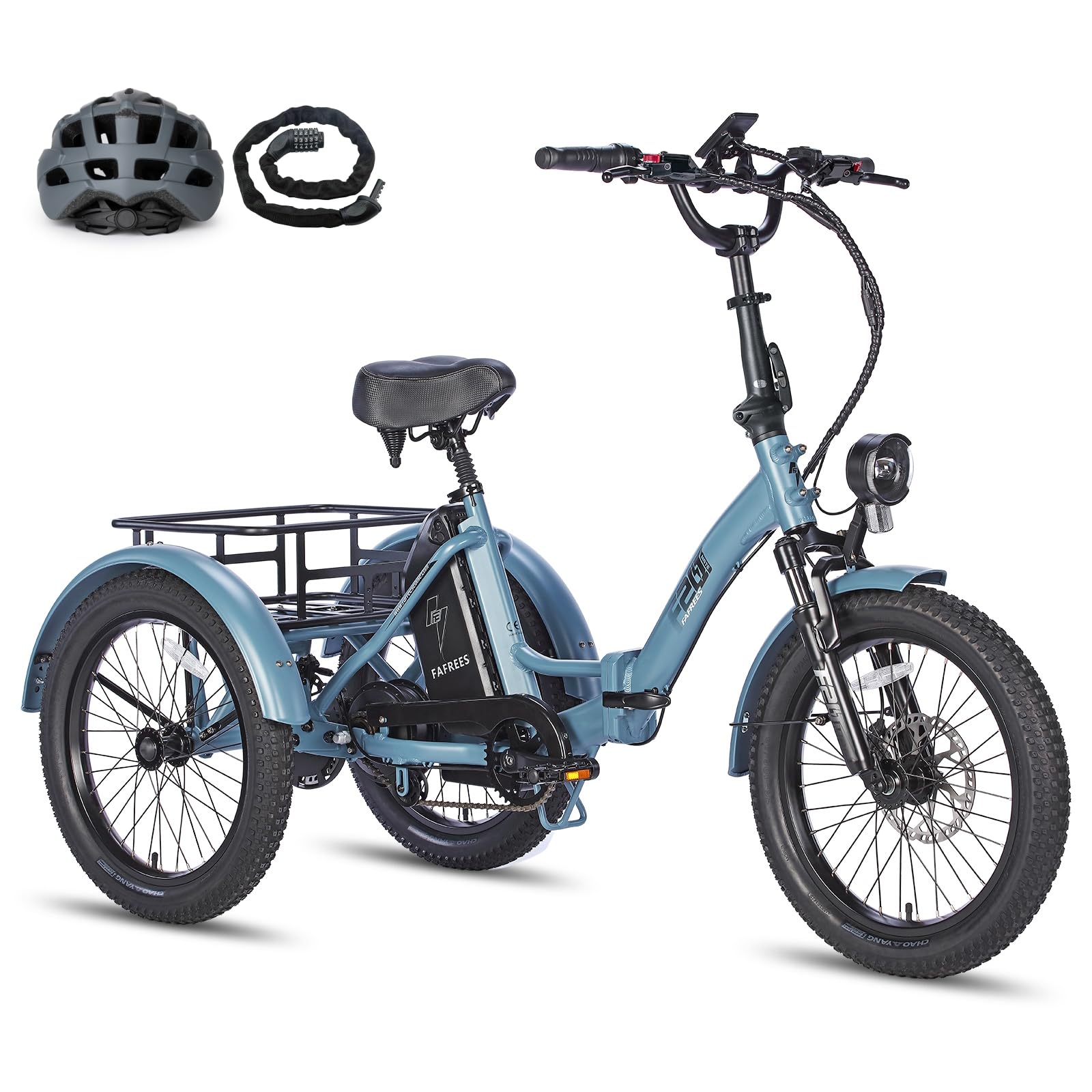 Fafrees F20 Mate Triciclo Elettrico, E-Bike Pieghevole A 3-Ruote, Batteria da 48 V/20 Ah, Triciclo Elettrico da Carico da 250 W per Adulti e Anziani, Autonomia 115 KM