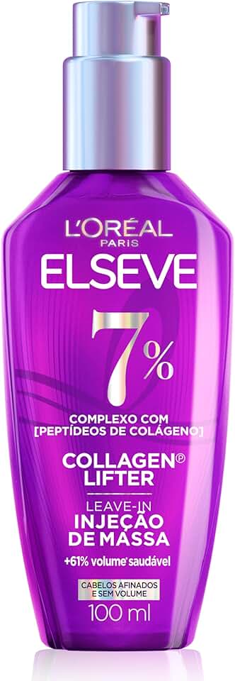 Elseve Collagen Lifter Leave-in Sérum Capilar Para Cabelos Finos Injeção de Massa com Peptídeos de Colágeno Aumenta o Volume em 61% e Encorpa os Fios por 72h 100ml
