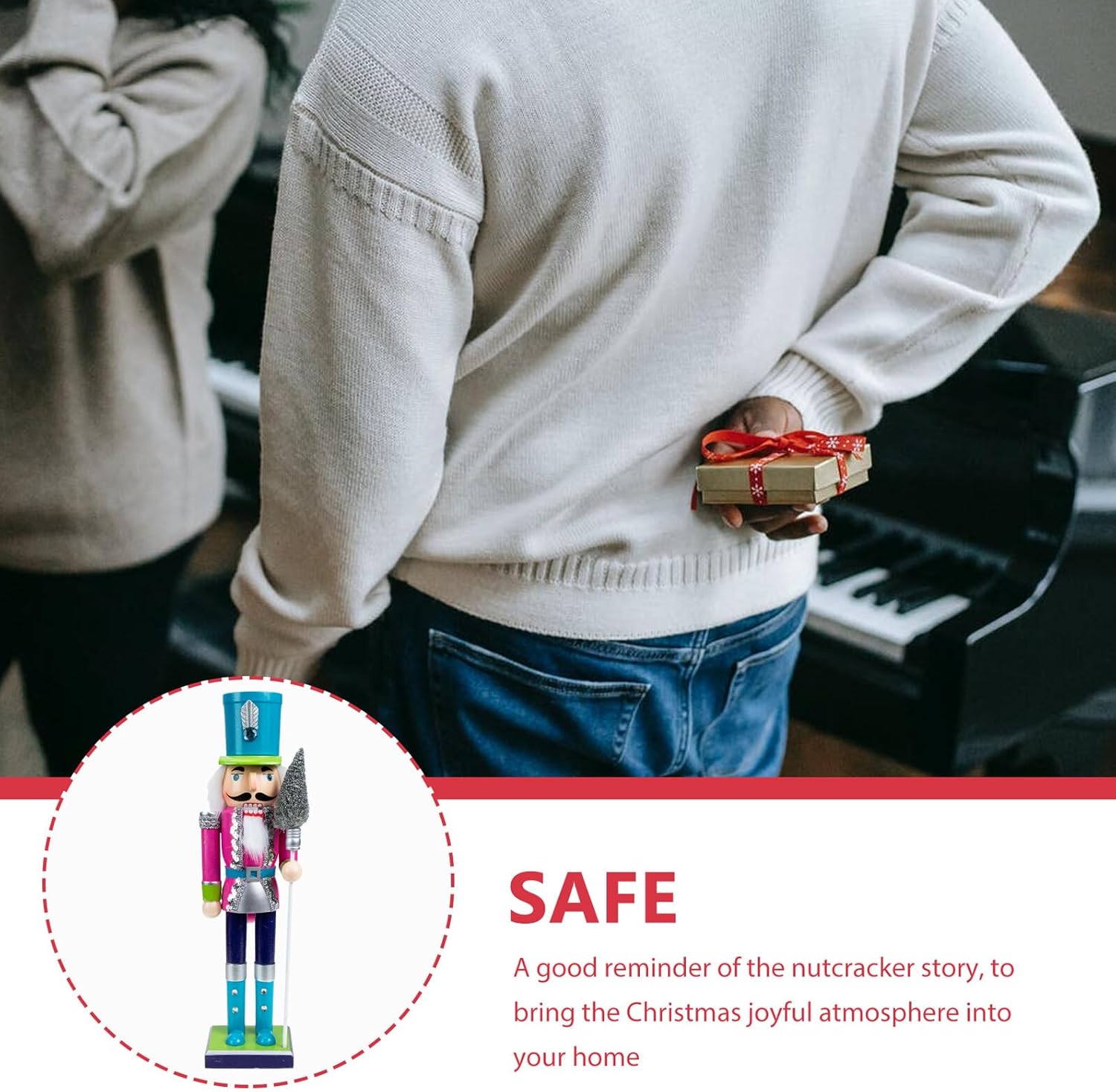 Wooden Christmas Nutcracker Soldier Figurine, Colorful Desktop Nutcracker Ornament, Traditional Xmas Table Decoration for Holiday Home