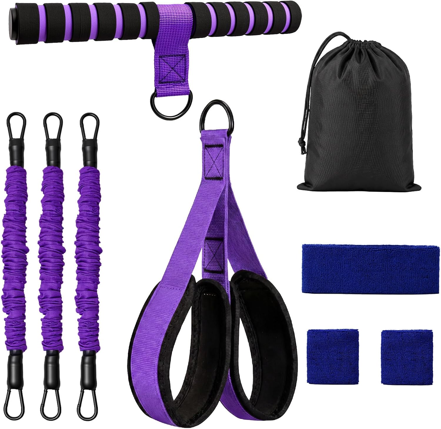 Pedal Resistance Bands with Handles for Women – 3 Tube 30-90 LB Adjustable, Dual-Layer Anti-Snap, Wide Non-Slip Foot Pedals, Full Body Home Workout – Abs, Arms, Legs & Core Training