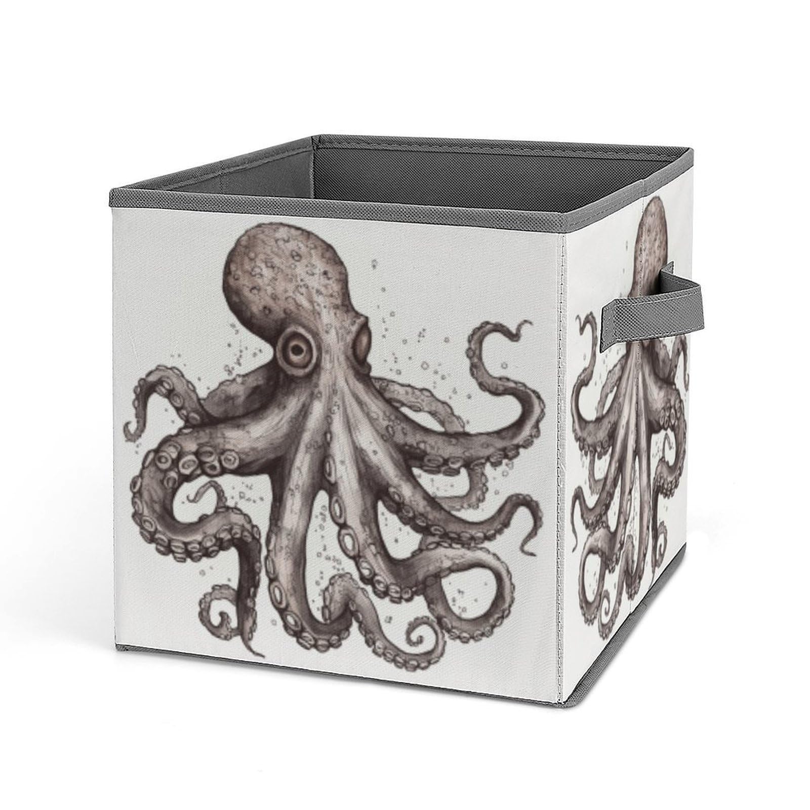 LZQPOEAS Octopus Storage Bins with Handle Large Capacity Stackable Cube Storage Bins Sturdy Fabric Closet Organizers for Shelves Decorative Foldable Storage Boxes