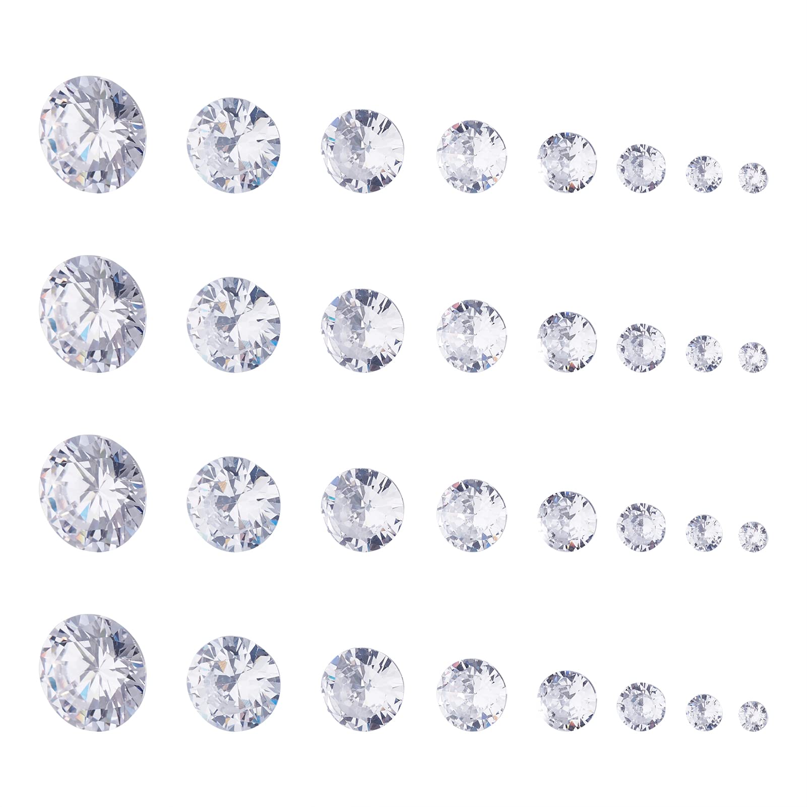 Craftdady 230Pcs Cubic Zirconia Cabochons 2.5~10mm Grade A Faceted Diamond Clear Sparkle Stone For Jewellery Repairing Making