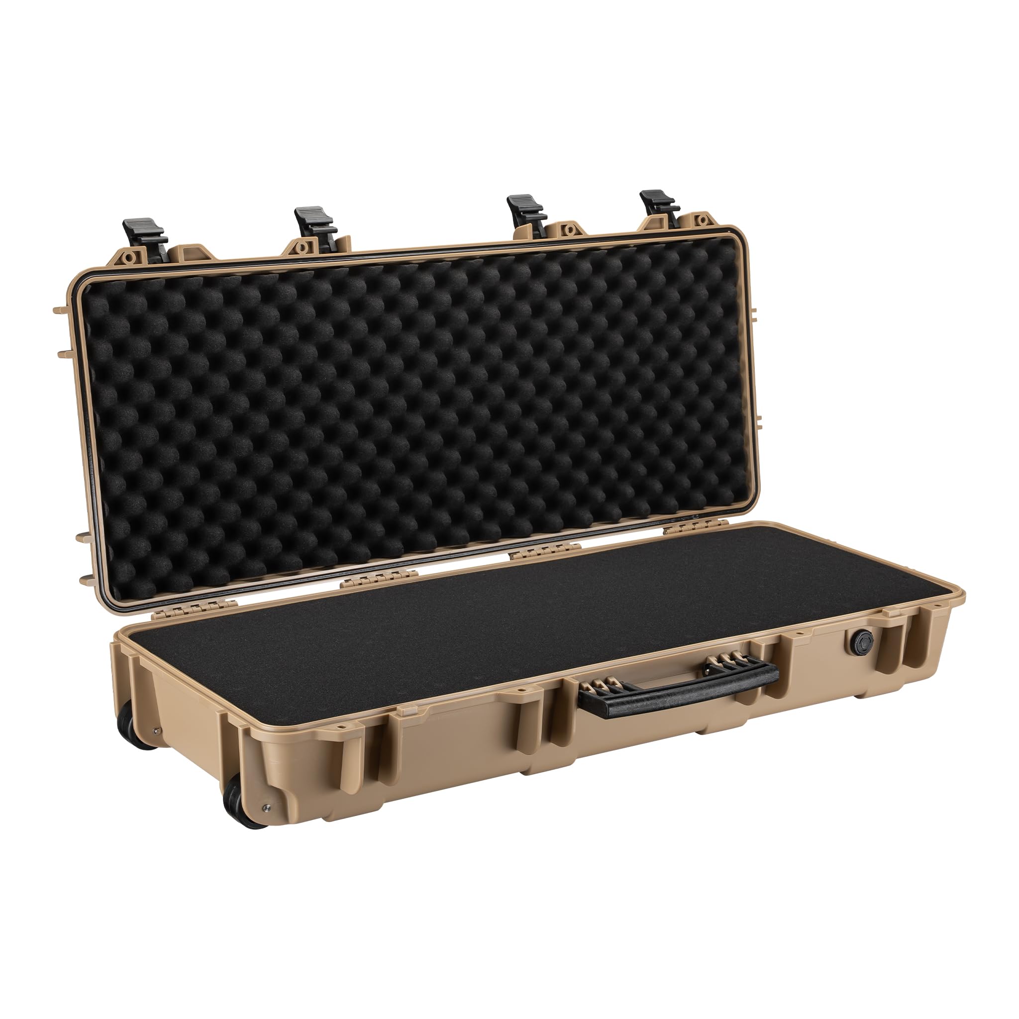 Wiltec Waffenkoffer 97,8 x 42 x 17,3 cm Langwaffen Khaki, Gewehrkoffer mit Schaumstoffpolsterung, Langwaffenkoffer mit hoher Traglast und Tragegriff