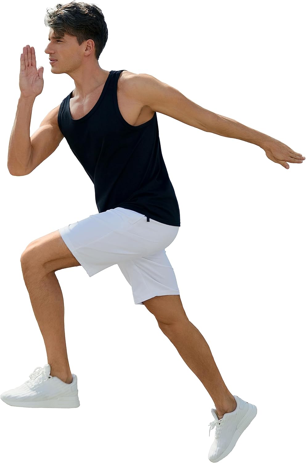 Boisouey Mens Shorts Casual Drawstring Zipper Pockets Elastic Waist - Image 5