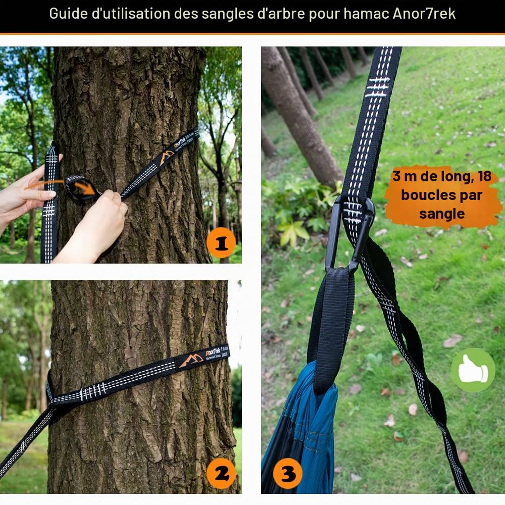 AnorTrek Camping Professionnel avec Moustiquaire, Double Hamac Portable Léger avec Deux Sangles d'arbre de 3m, Hamac en Nylon 230T pour Camping, Randonnée, Jardin, Randonnée pédestre Vert
