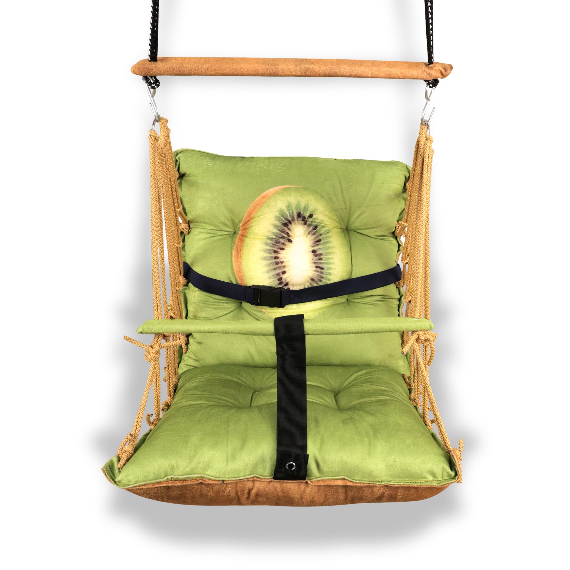 Cotton Baby Swing for Kids Children Folding and Washable, Child Gift Soft Jhula with Safety Belt Easy to Carry Safety Lock Cradle Chair, Jhula for Babies, Home Garden Hall, oonjel (Kiwi)-image-42