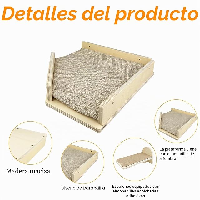 Foto 7 de 8 de Comzantor 4 Piezas Escalera Gatos, Estanterías, Set de Pared Escalada Estante Montado para Jugar