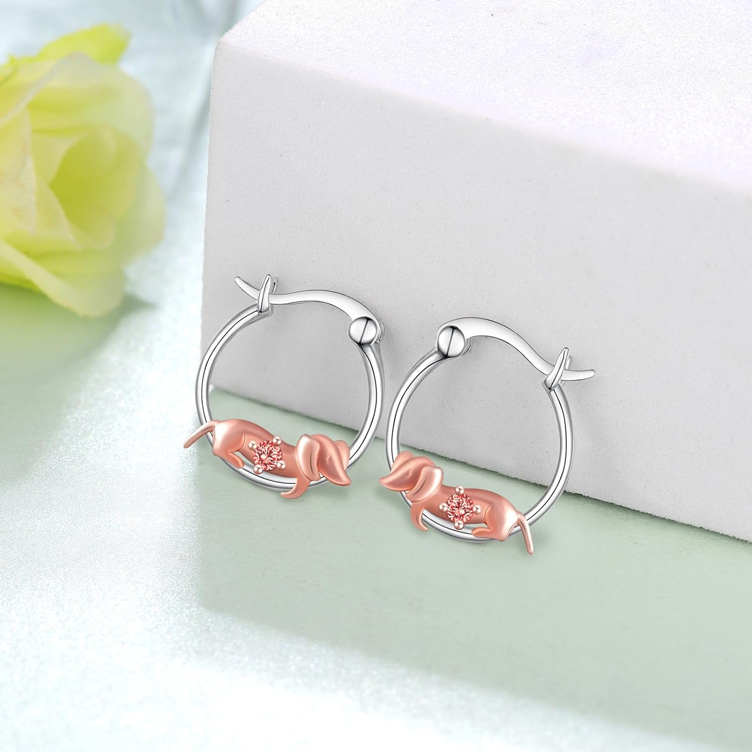 Dachshund Earrings 925 Sterling Silver Dachshund Birthstone Earrings Wiener Dog Birthstone Jewelry Dachshund Gifts for Women Dog Lovers