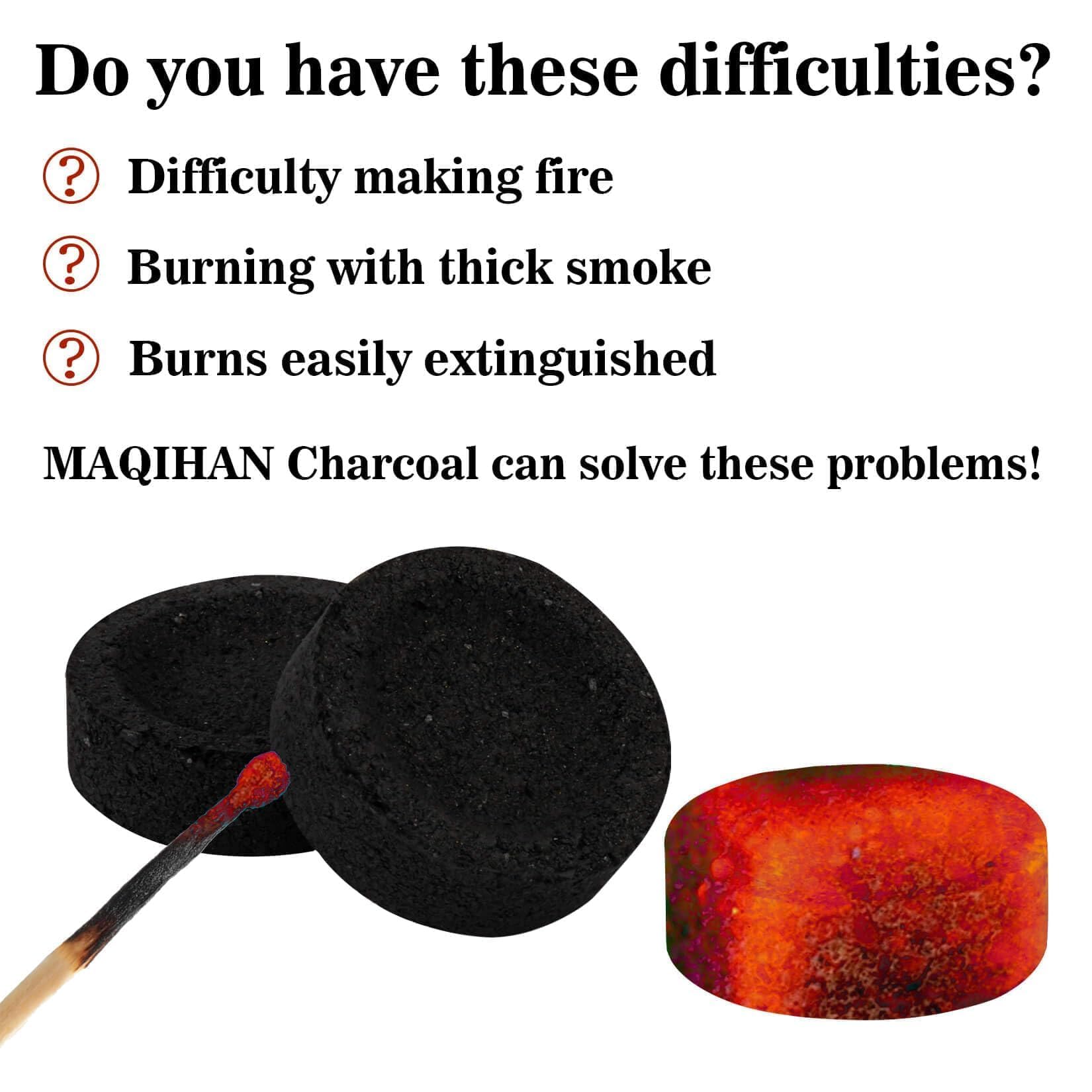 50 piezas de briquetas de carbón para cachimba, tabletas de carbón, quemador de incienso, carbón de cachimba, discos de combustión de carbón, quemador de resina, quemador de carbón natural, fuego