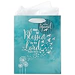 Christian Art Gifts Gift Bag/Tissue Paper Set May You Be Blessed Psalm 115:15 Bible Verse, Blue Birds, Medium