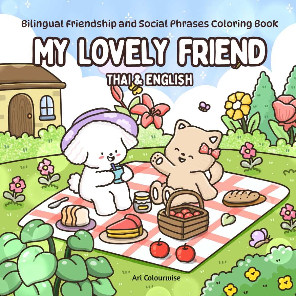 My Lovely Friend: Thai and English: Bilingual Friendship and Social Phrases Coloring Book