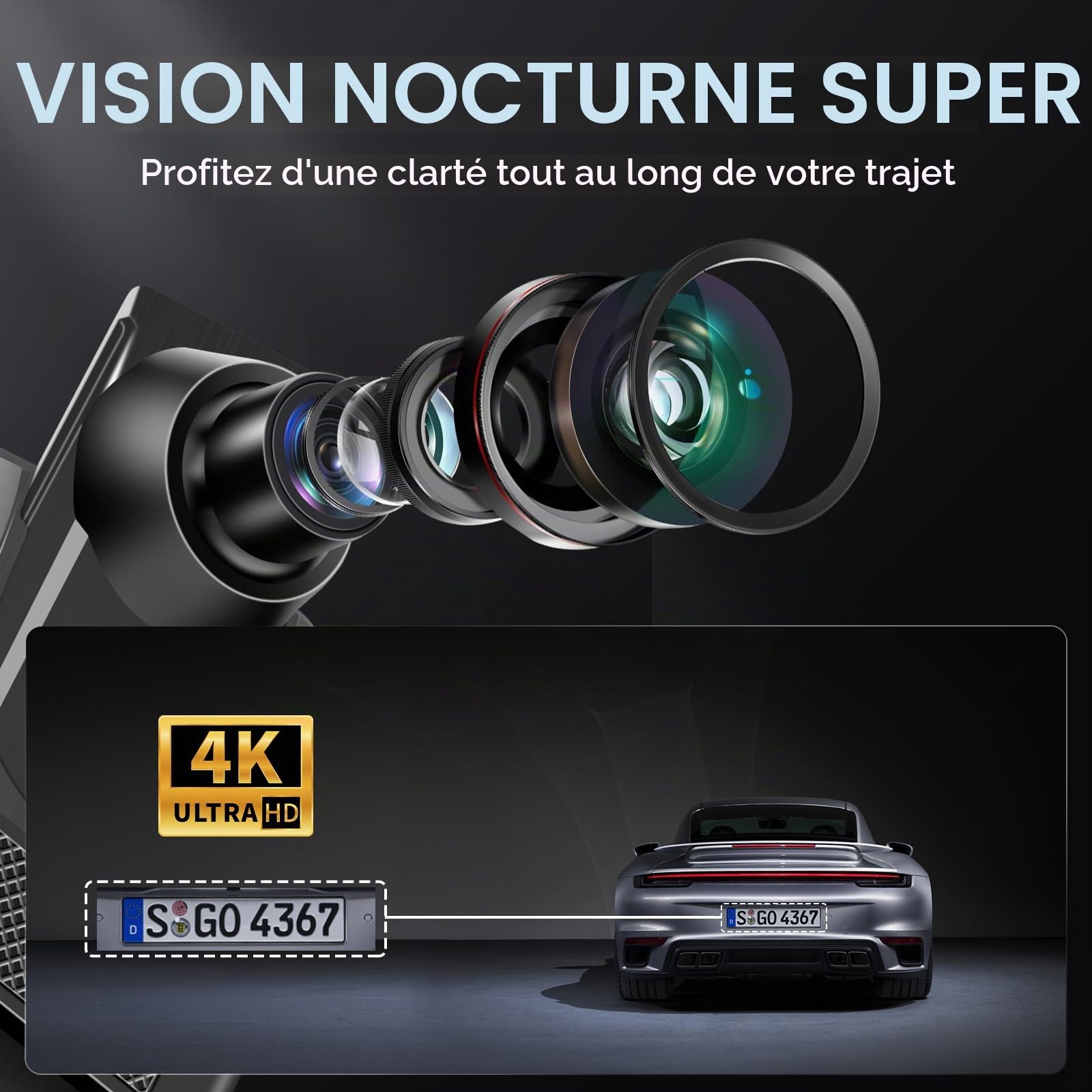 Vtopek 10" Dashcam Rétroviseur WiFi Dashcam Voiture Avant Arriere 4K+1080P