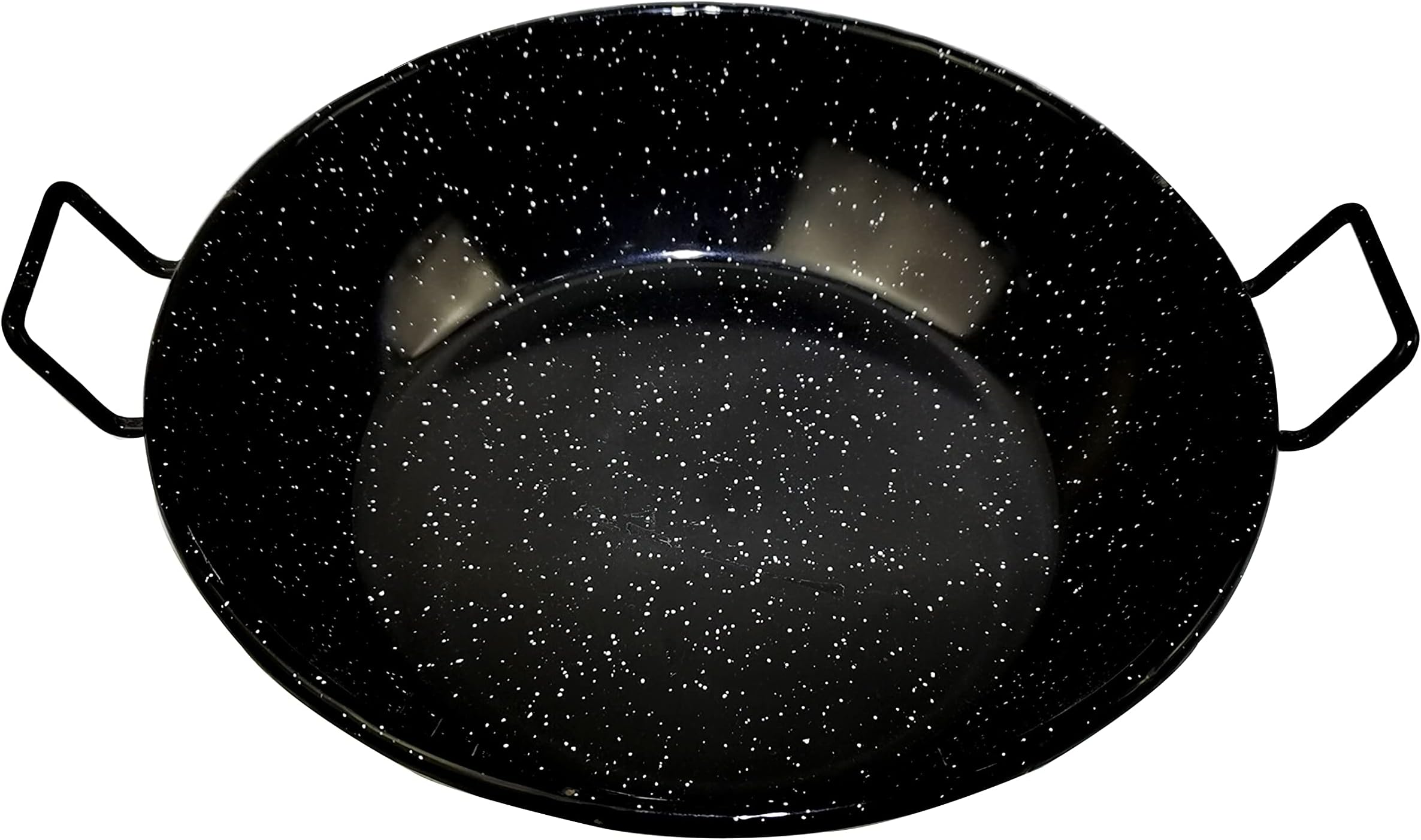 Royalford Enamel Wokpan 32cm - Induction Safe Kadhai With Raised Handles - Kadai Cooking Pan for Shallow and Deep Frying - Extra Flat Base for Even Heat Distribution - Enamel Coated Paella Pan, Black