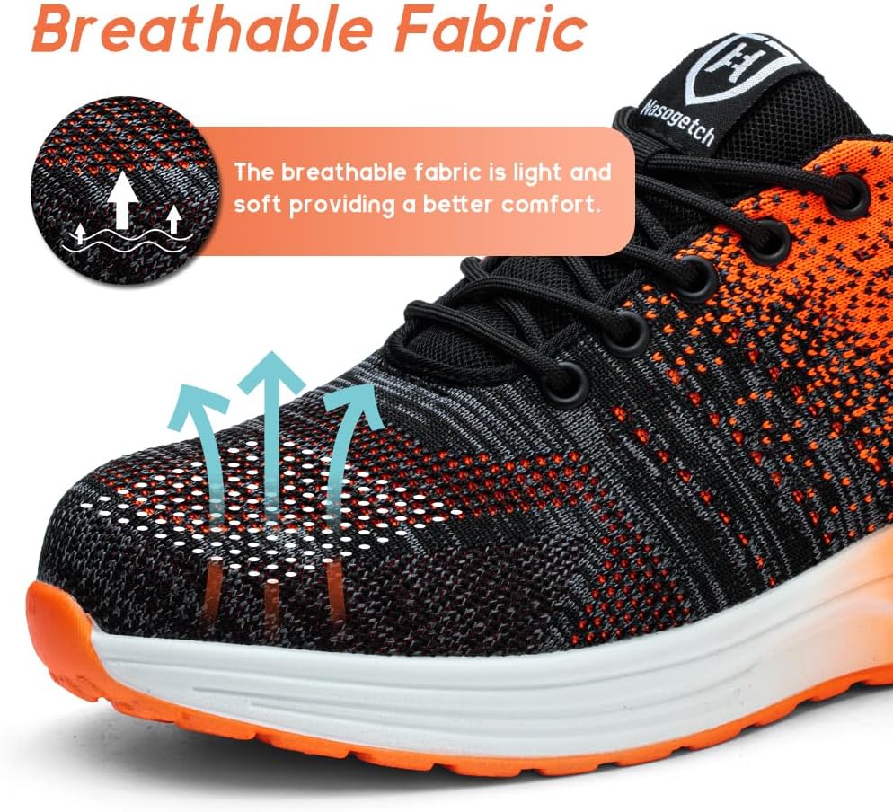 [10 Colors] Athletic Steel Toe Safety Shoes, Cushioned Lightweight Work Shoes for Men & Women, Breathable & Slip Resistant Indestructible Sneakers with Durable Traction Outsole Construction